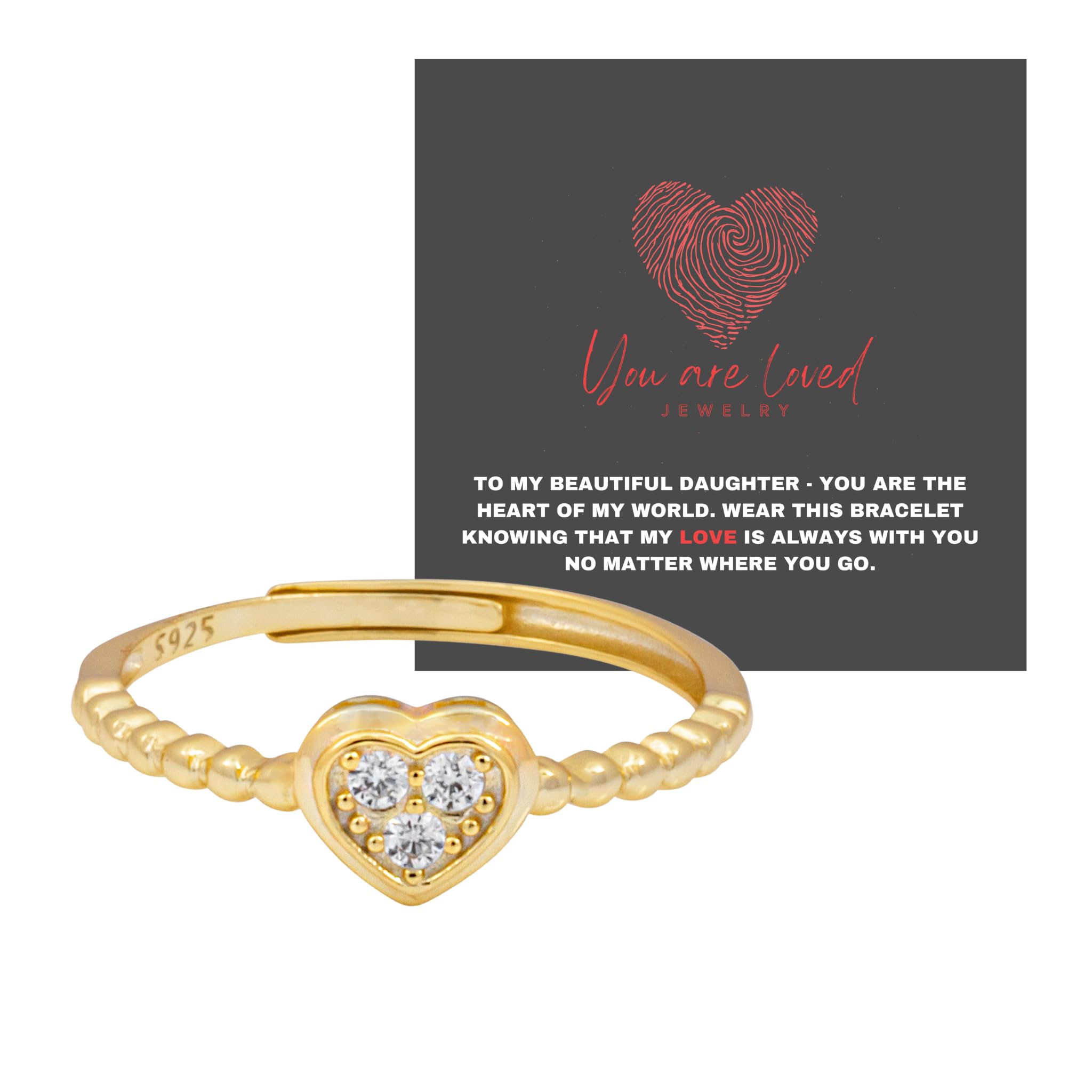 Woman Gift Ring Adjustable Bracelet Jewelry | Presents for Women | Friend Gifts | Includes Sentiment Card | Heartfelt Connection Gold and Silver