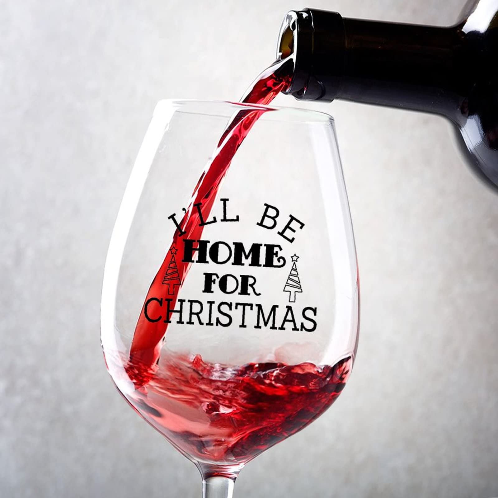 Verres à vin rouge de Noël Ill Be Home for Christmas | Duo personnalisé de 325 ml