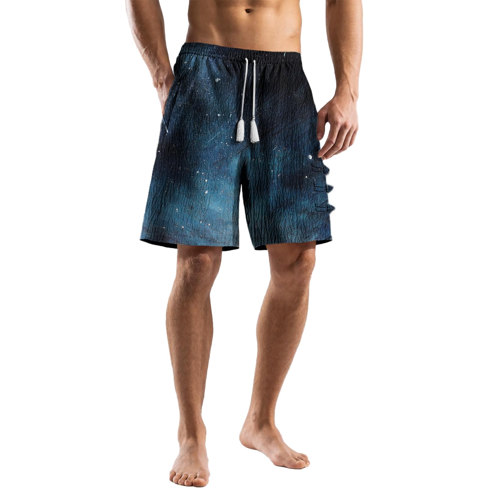 MARSVOVO Trendy Mens Casual Shorts Lounge Soft Drawstring Elastic Wide Leg Pants Vacation Shorts with Pockets