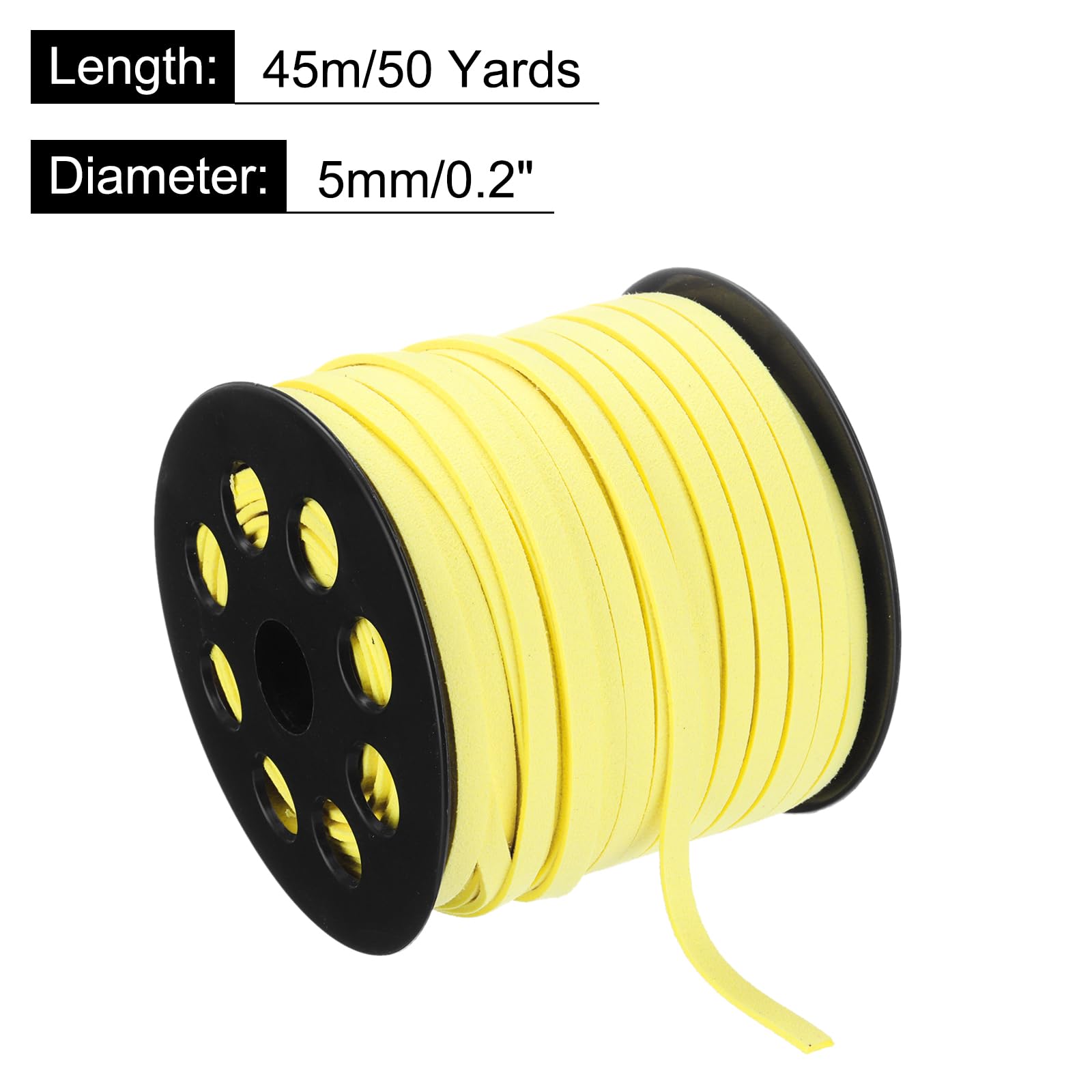 DMiotech Faux Suede Leather Cord 5mm x 50 Yards Flat Leather String Thin Leather Strip Lace for Necklace Bracelet Beading Jewelry Making Arts Crafts (Yellow - Image 2