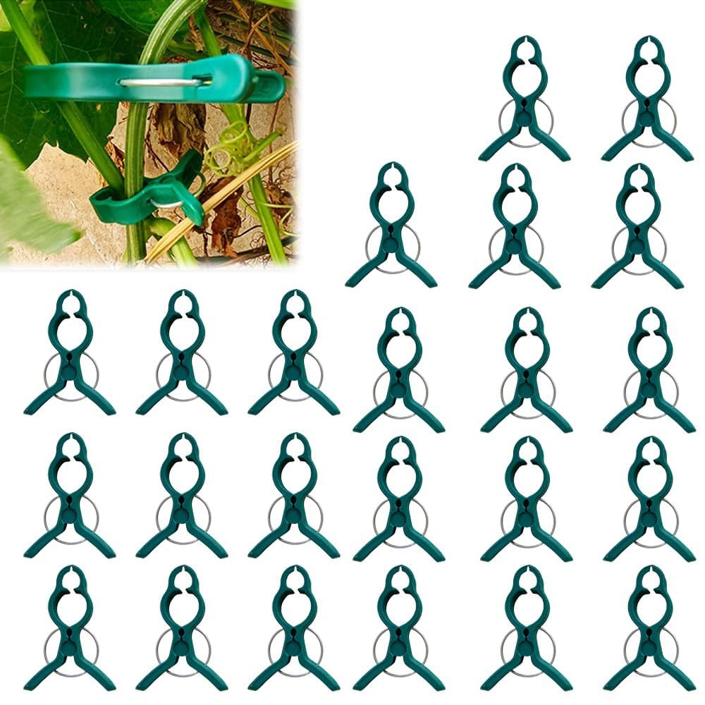 20PCS Plant Support Clips, Reusable Vine Clamp & Climbing Plant Support Clamp, Adjustable Stem for Climbing Plants, Plastic Garden Clips for Fixing Tomatoes, Vegetables, Flowers, Vines (B, Large)