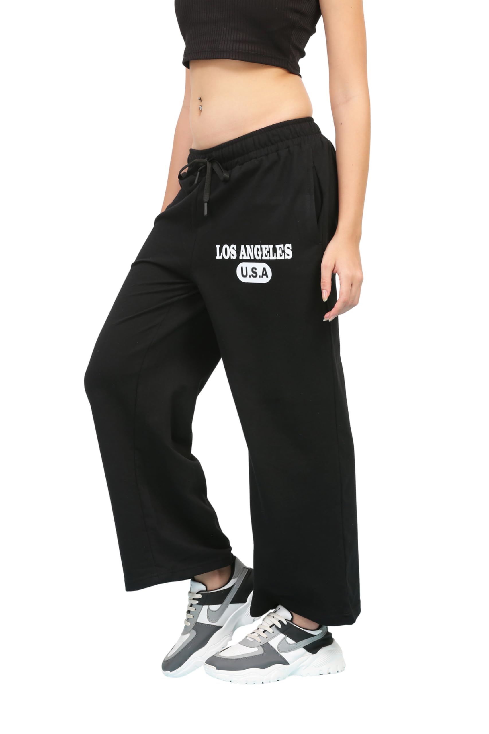Women's Casual Regular Fit Terry Cotton Baggy Trousers (Los Angel)-picture-27