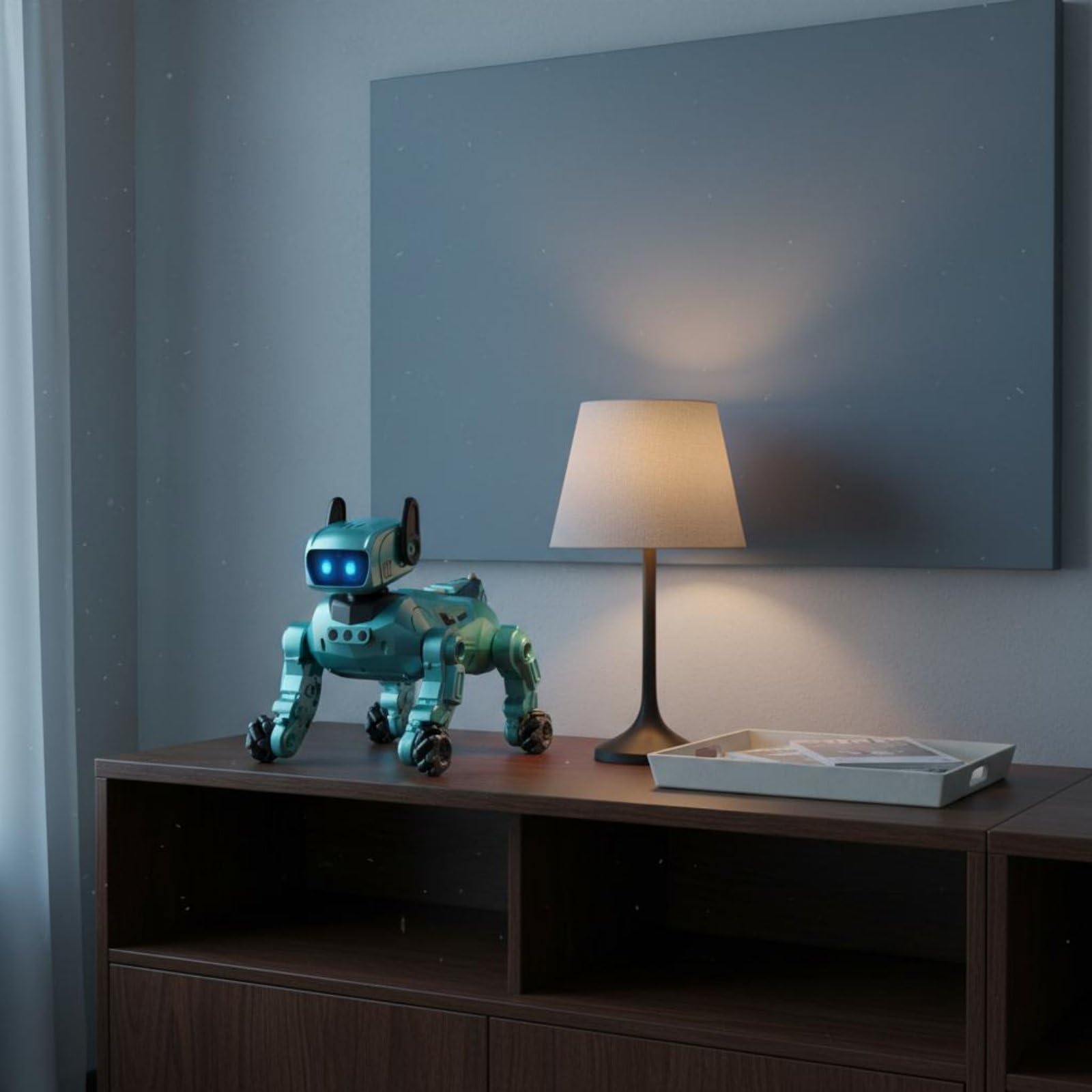 Robótico con IA Conversación por Voz Robot Mascota Interactivo Juegos Pequeños Compañero Robot de Escritorio para Niños, Turquesa