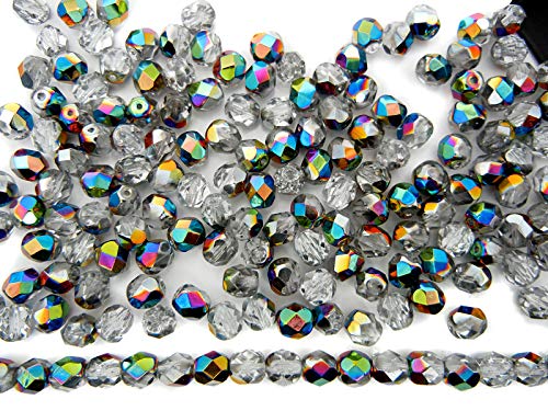 4Mm, 600Pcs, Crystal Vitrail Coated, Preciosa Czech Fire Polished Round Faceted Glass Beads #TOP13