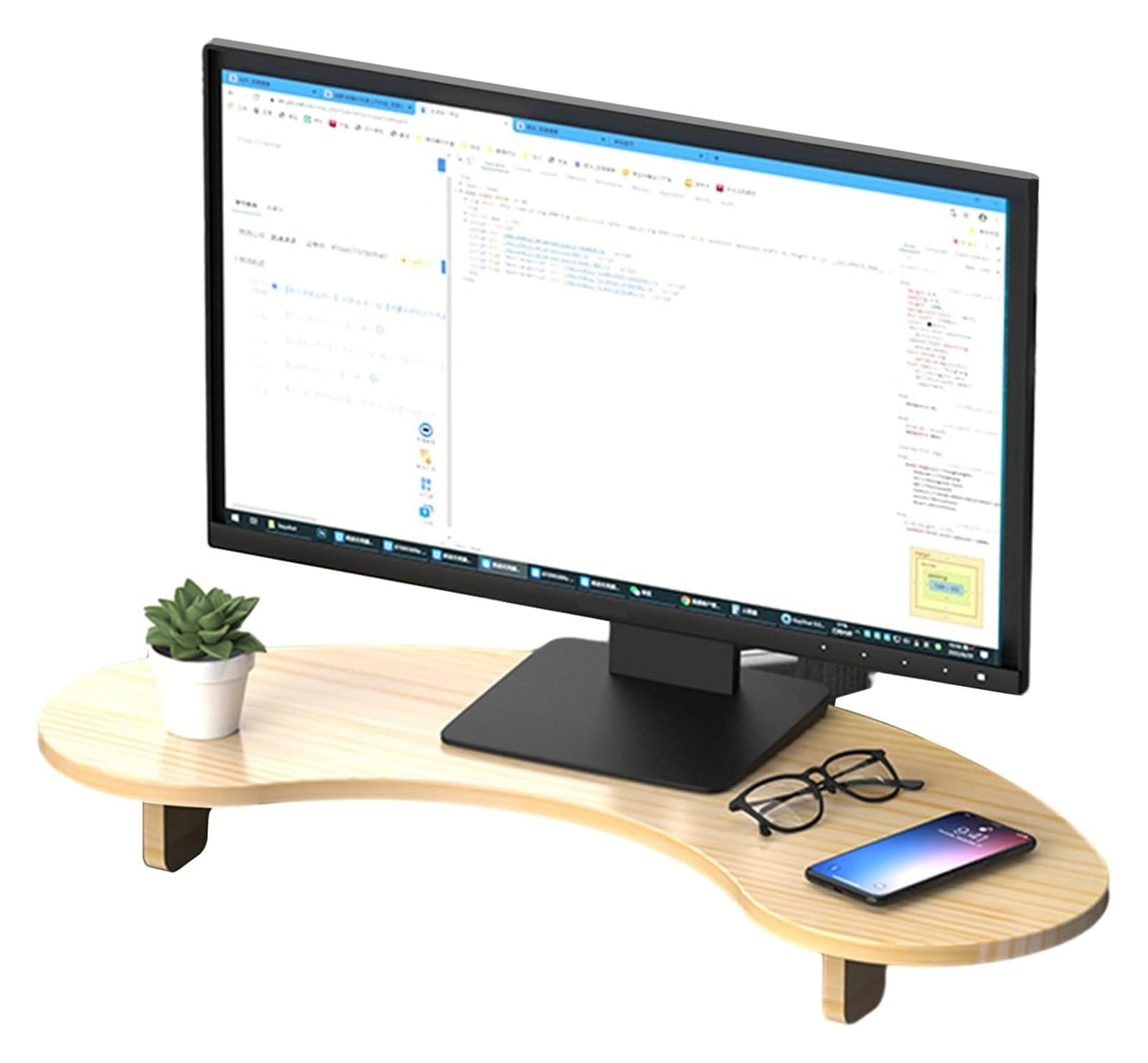 Platzsparender Monitorständer aus Holz für Laptops und Notebooks, einfache Montage, 7,6 cm Höhe, Schreibtisch-Regal für verbesserte Ergonomie und aufgeräumten Arbeitsplatz