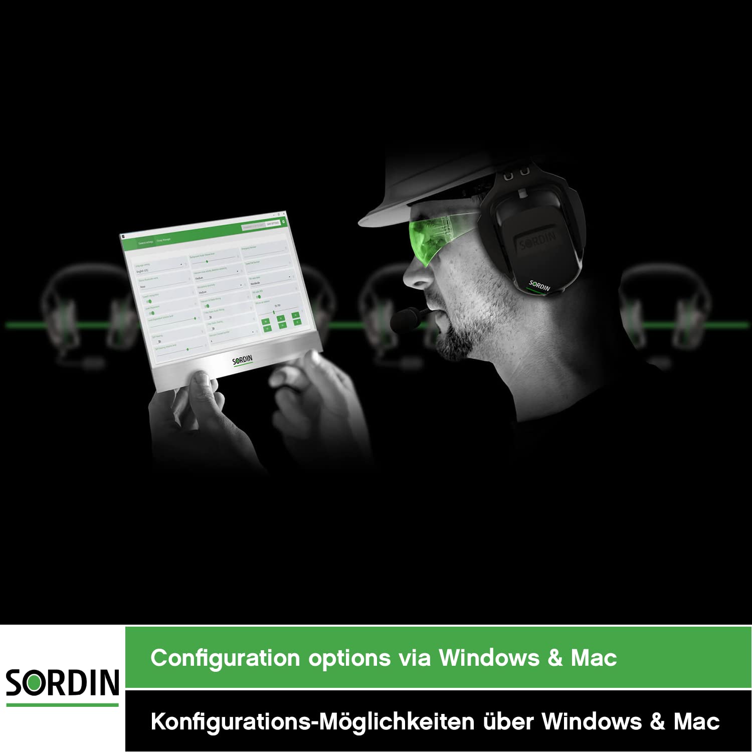 Sordin Share Gehörschutz - aktiver Gehörschützer mit Netzwerk-Kommunikation - EN 352 - mit Sprach-Assistent & FM-Radio