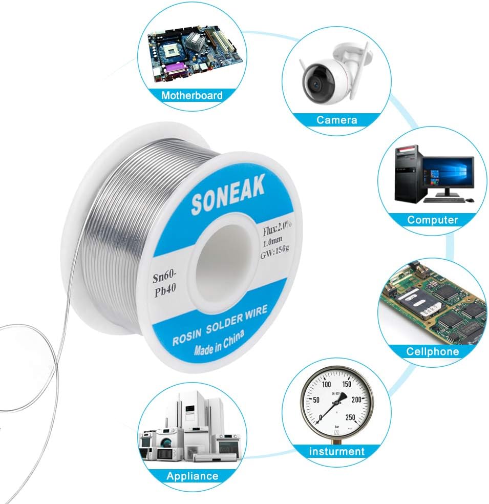 Exclusive SONEAK 60/40 Tin Lead Solder With Rosin Core For Electrical Soldering 1.0mm 150g