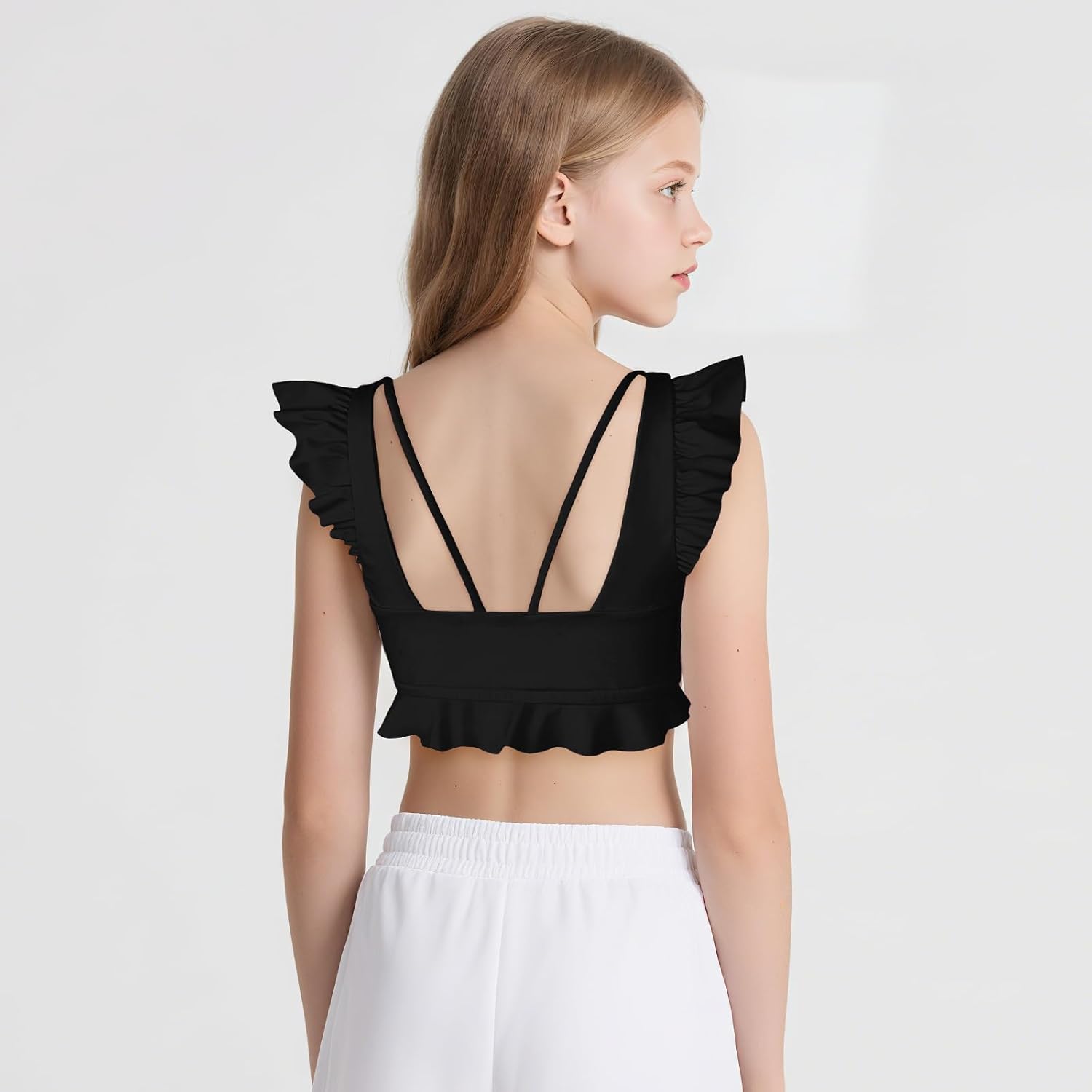 Girls Training Bra Athletic Sports Bra for Kids Cute Ruffle Comfort Dance Yoga Crop Tops 7-14 Years - Image 5