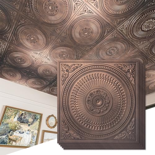 Image of Art3d 12-Pack 2 x 2 ft Drop Ceiling Tiles for Interior Decor, Antique Copper