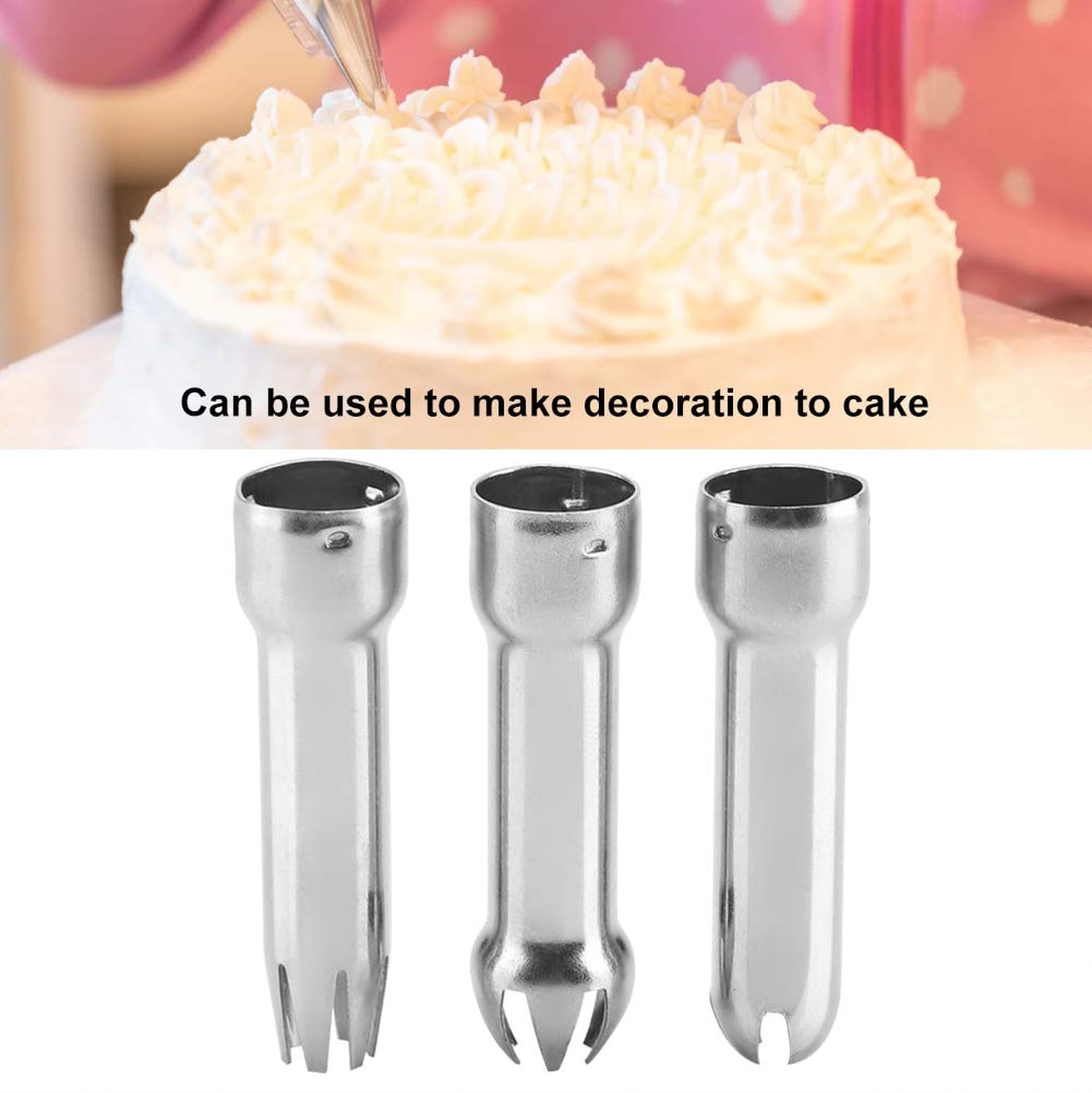 Acciaio Inox Set 3 Ugelli per sac a Poche Decorazione Torte Bake