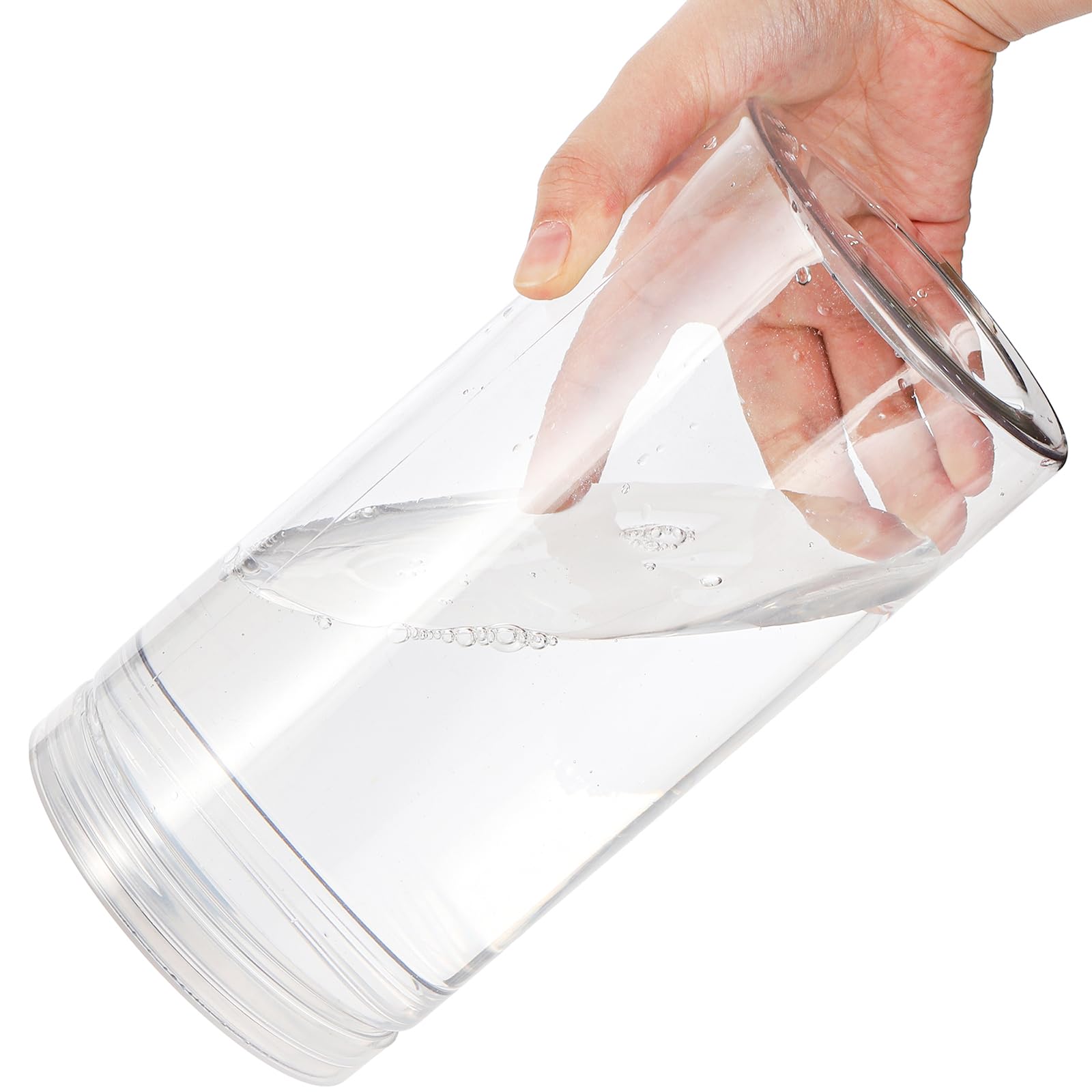 Paquete de 8 tarros de plástico transparente con tapa, tarros redondos de almacenamiento de dulces de 46 onzas, frascos grandes vacíos, cilindros altos de PET, recipiente de despensa de boca 3