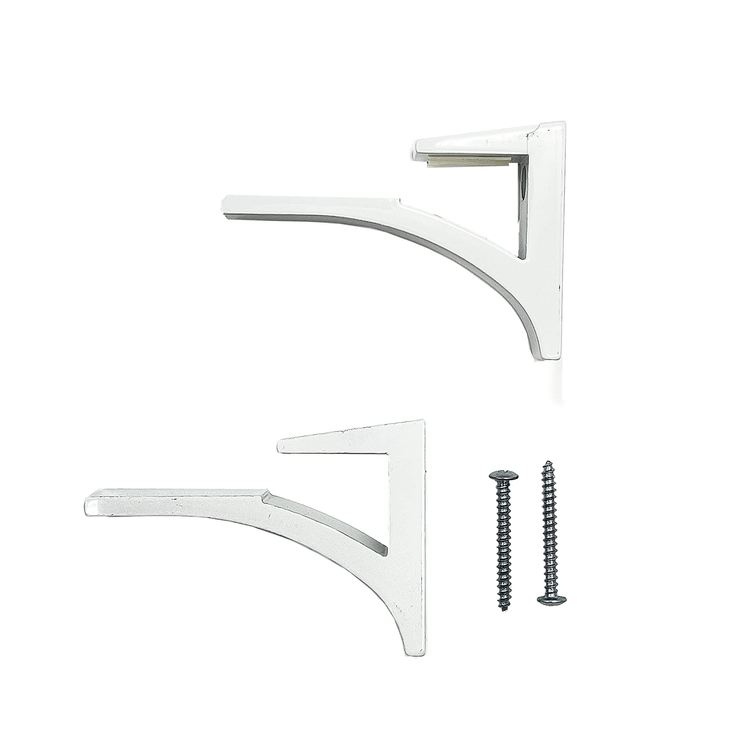 CRL White - Soporte para estante de vidrio de aluminio para vidrio de 3/8 pulgadas a 1/2 pulgadas
