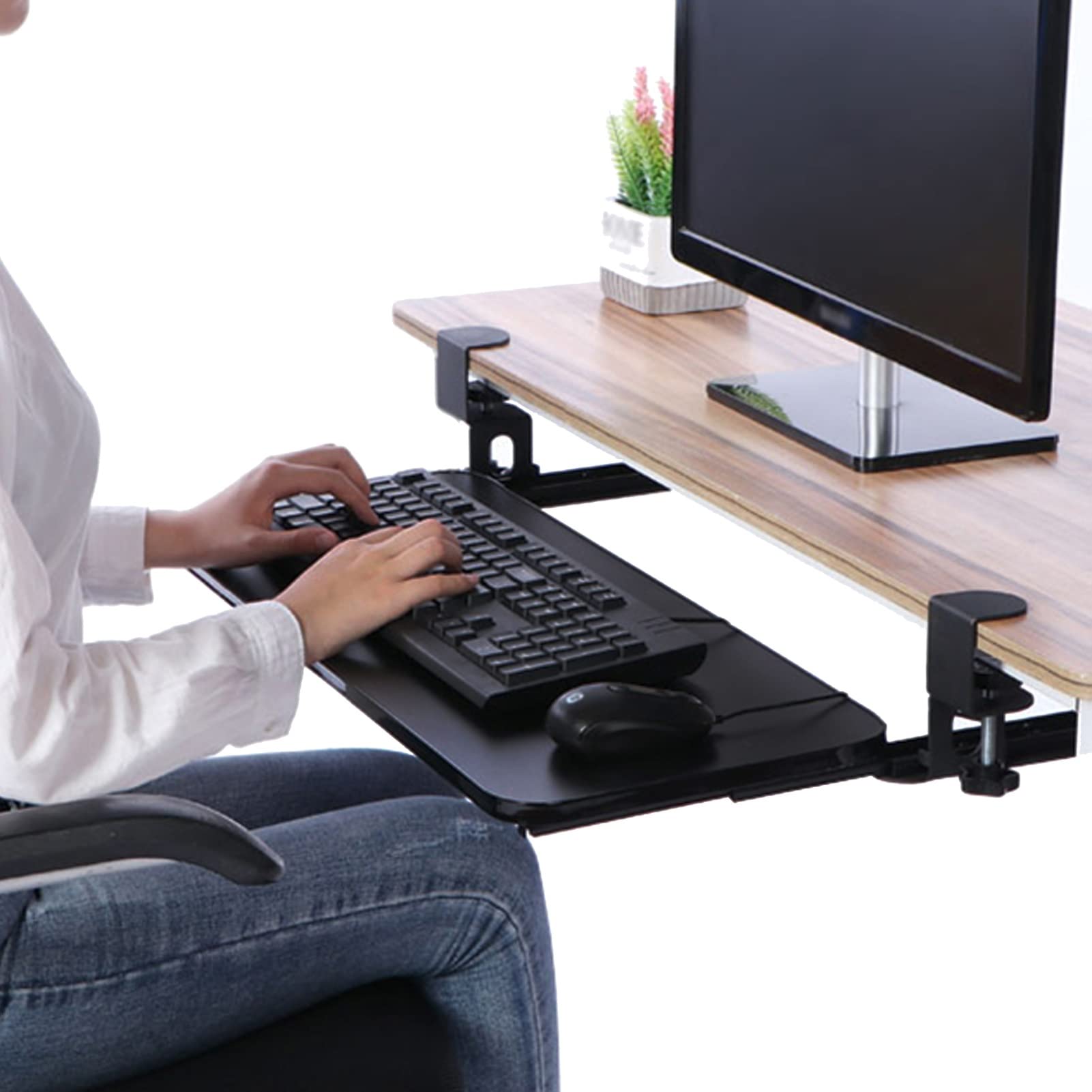 Extra Wide Under Desk Keyboard Tray With Clamp On Easy, 54 OFF