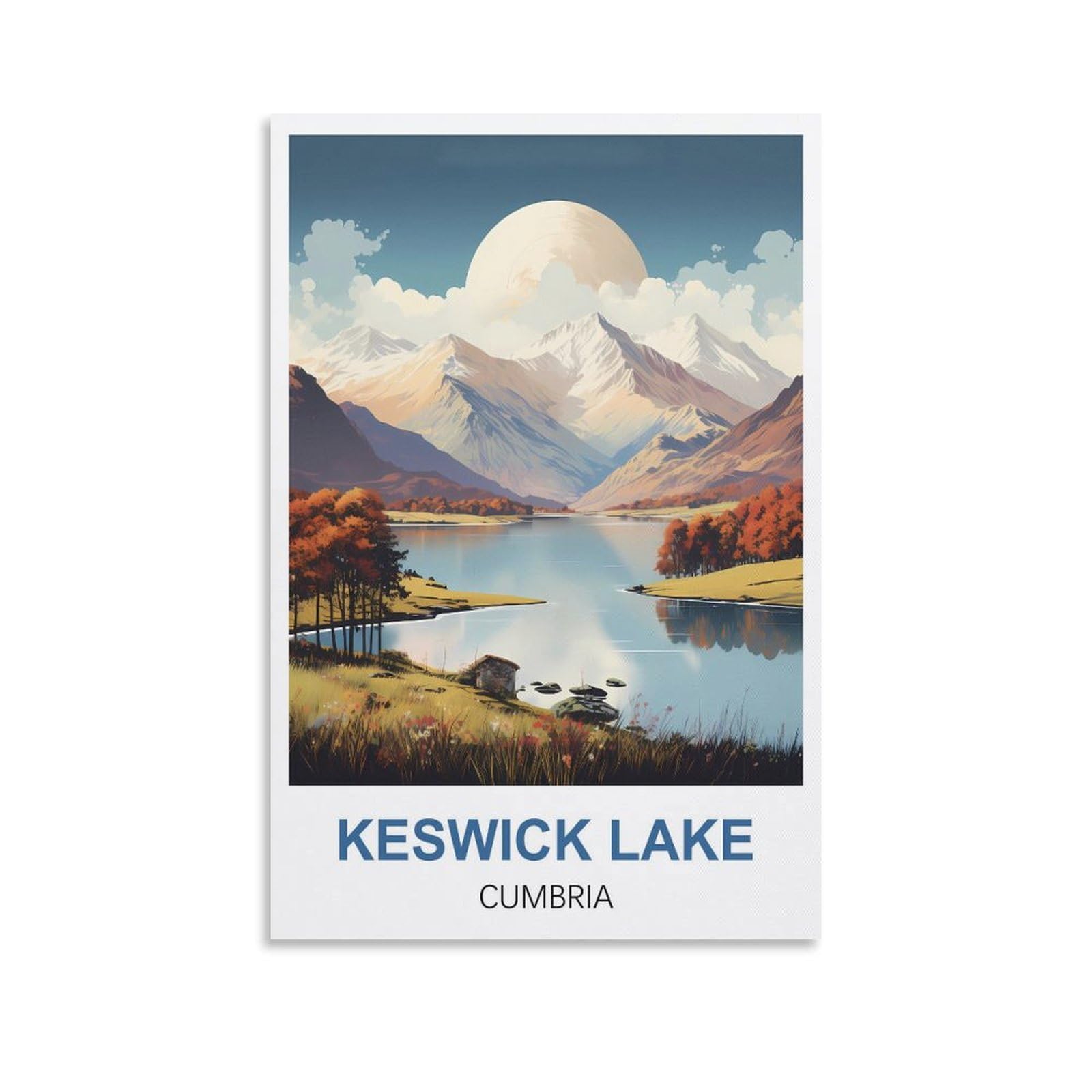 Tin Sign Poster Vintage Art Wall Decor Keswick Lake Cumbria Tin Signs Vintage Retro Bar Club Cave Home Kitchen Wall Decor Rustic Sign 20x30cm