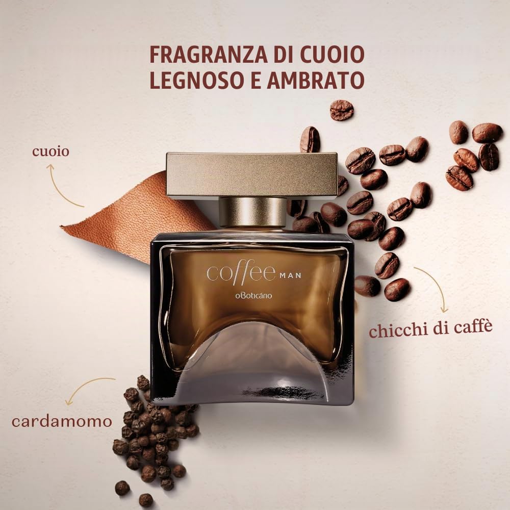 O Boticário Coffee Man 100 ml Profumo Uomo |Eau de Toilette Fragranza Ambra Legno Cuoio, Caffè, Tabacco e Cardamomo