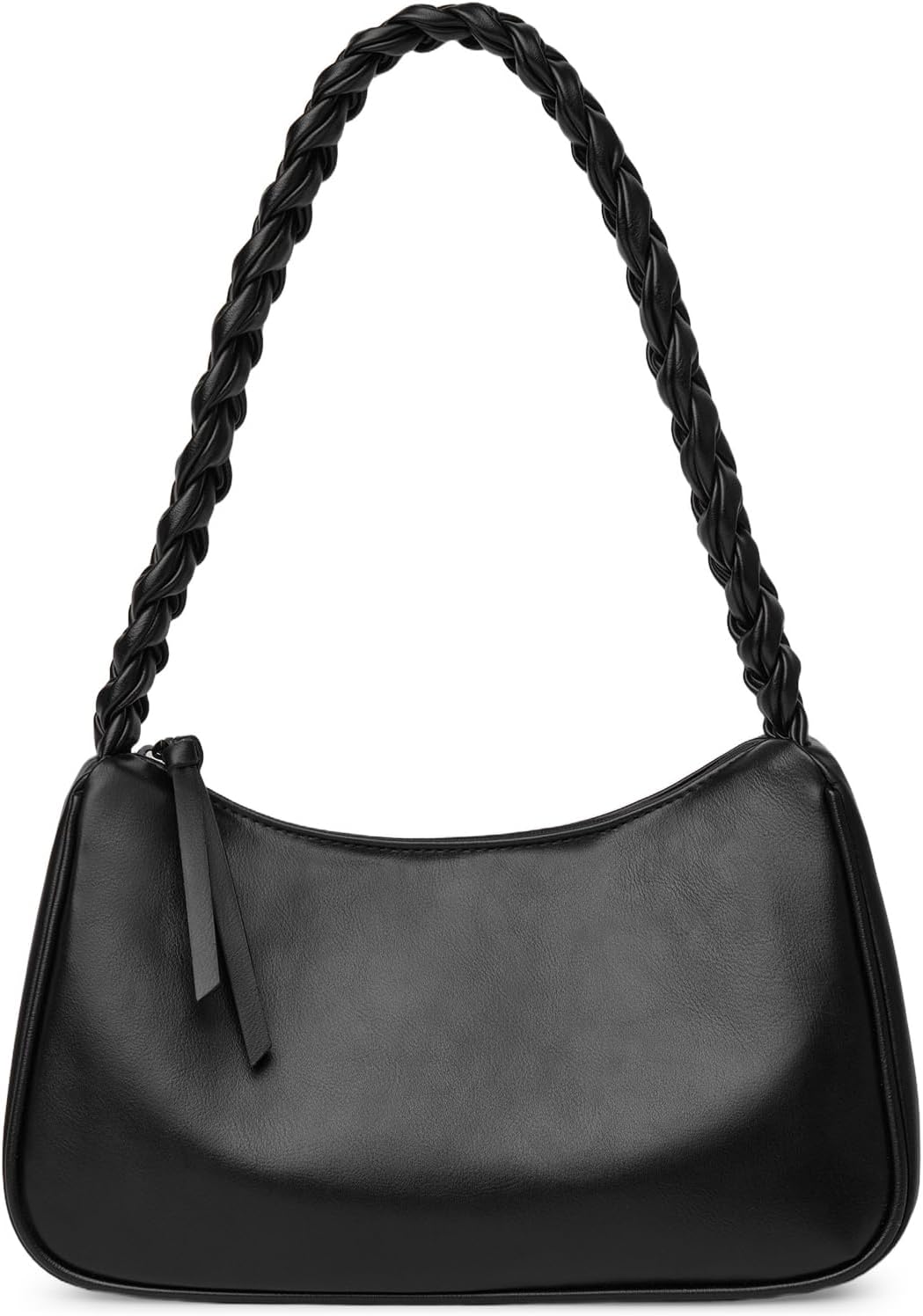 Leather Shoulder Bag for Women, Cute Hobo Tote Handbag Mini Clutch Purse with Zipper Closure