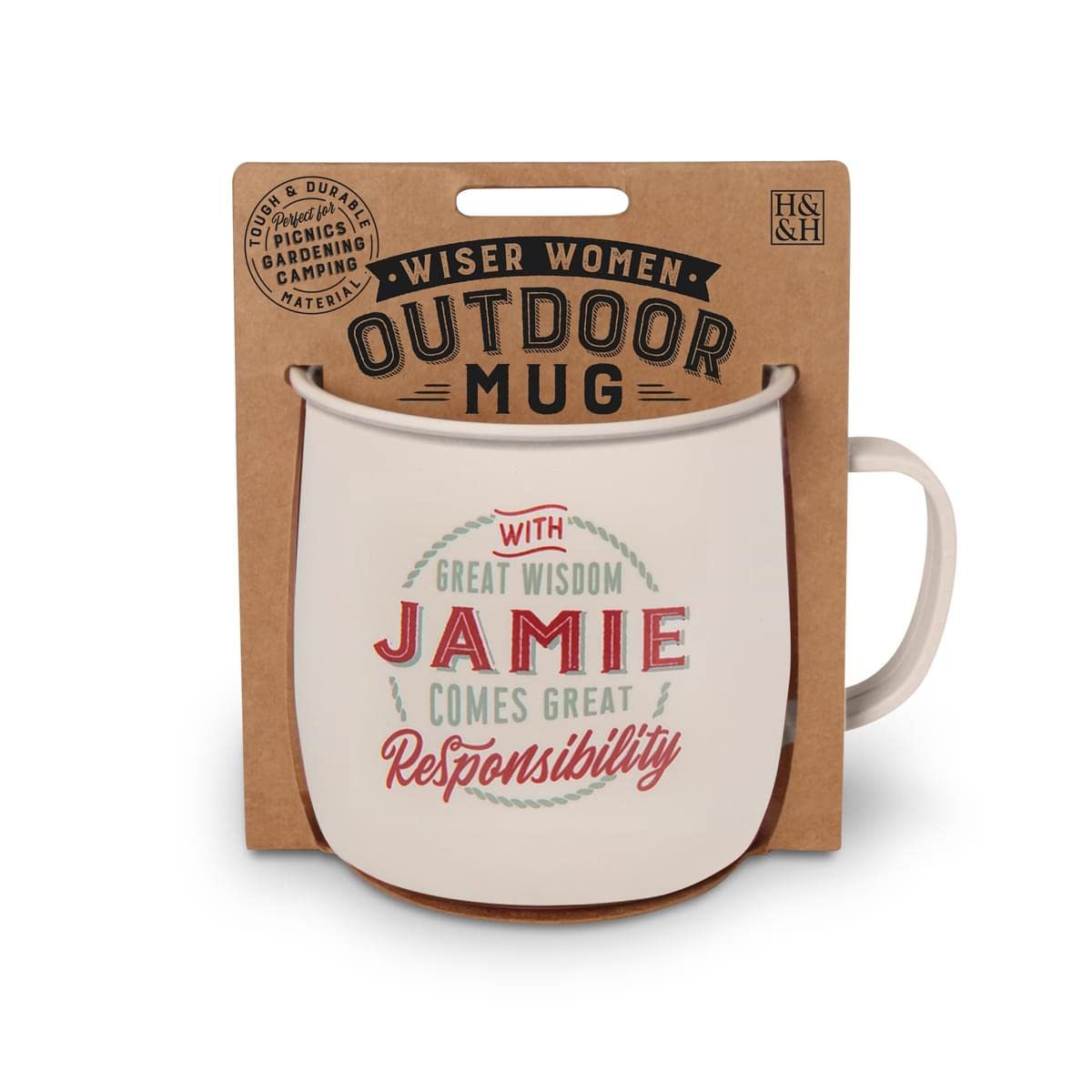 History & Heraldry Personalised Outdoor Mug (Jamie), White