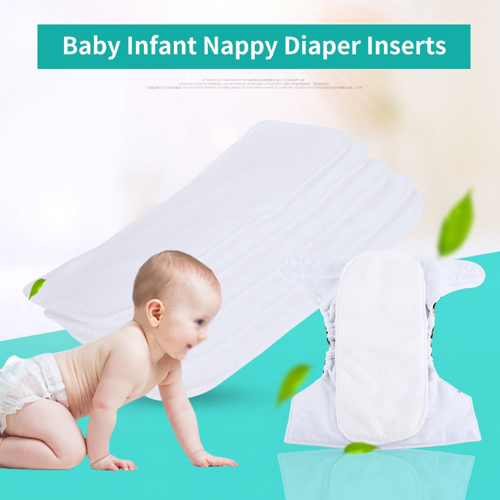 5Pcs Couche-culotte Insert Doublures de Fibre de Bambou Pour bébé Insert Doublure Nappy Réutilisable