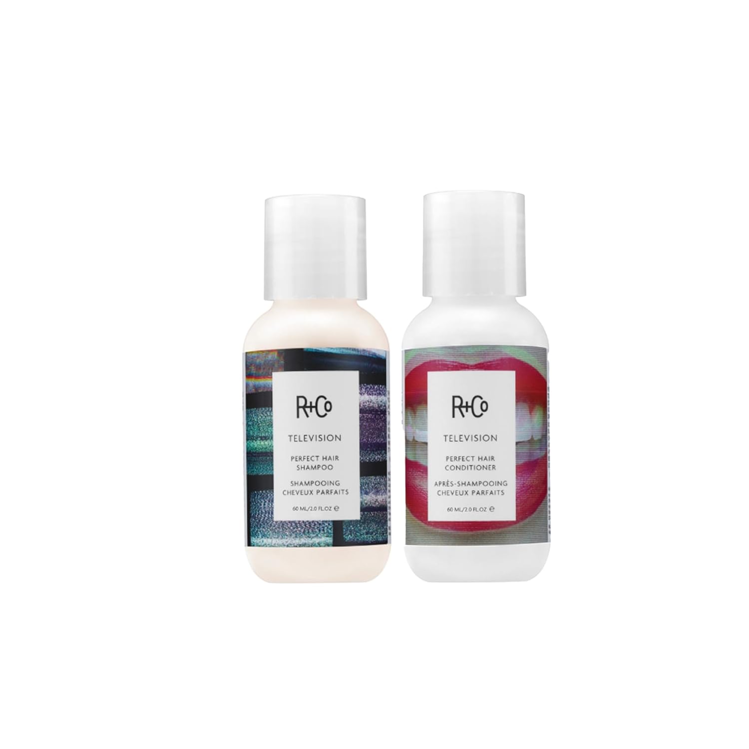 R+Co Television Perfect Shampoo + Conditioner Travel Set | Smooths, Adds Shine & Volume | Vegan & Cruelty-Free | TSA Approved | 2oz (Pack of 2)