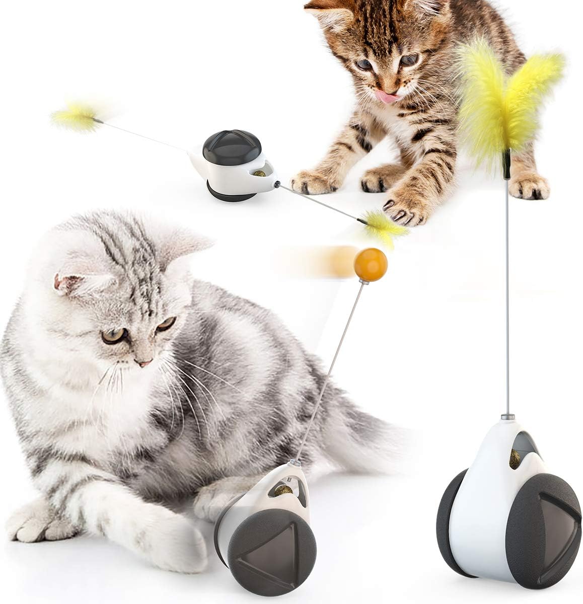 USWT Cat Toys Kitten Toy Cats Supplies Interactive Automatic No-Electronic Move for Indoor Cats with Catnip Ball Kittens Teaser Stick…