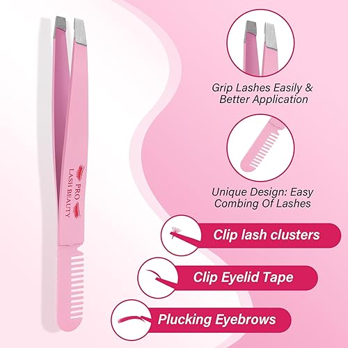Miniatura 4 de Herramienta aplicadora de pestañas, 1 pinza de pestañas, 1 aplicador de pestañas para racimos de pestañas más 1 pinza de cejas mejorada, kit de