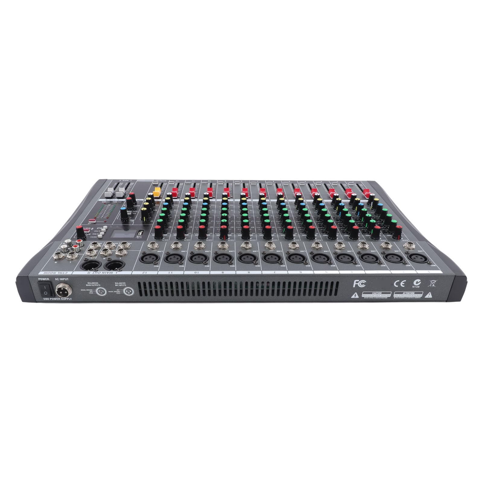 Hyuduo Profesjonalny Mikser Audio, materiał ABS, 12 Kanałów, Efekt Opóźnienia Pogłosu, Bardzo Niski Poziom Szumów do Występów na żywo, DJ, Karaoke, Nadawanie