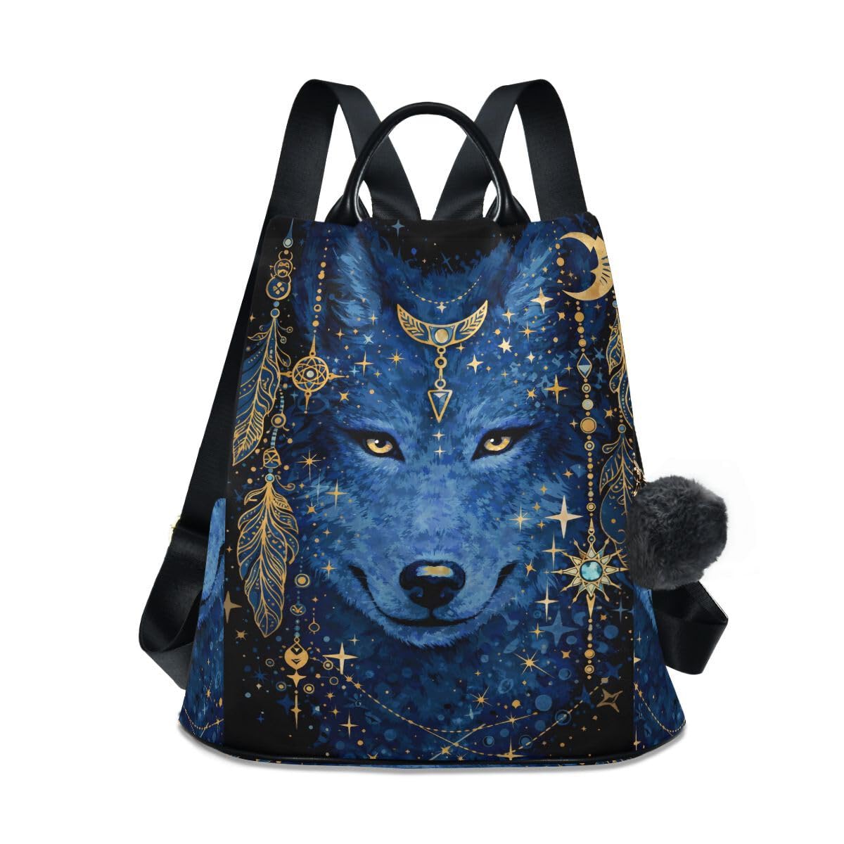 ALAZA Watercolor Tattoo of Wolf Head Outdoor Backpack Bags for Woman