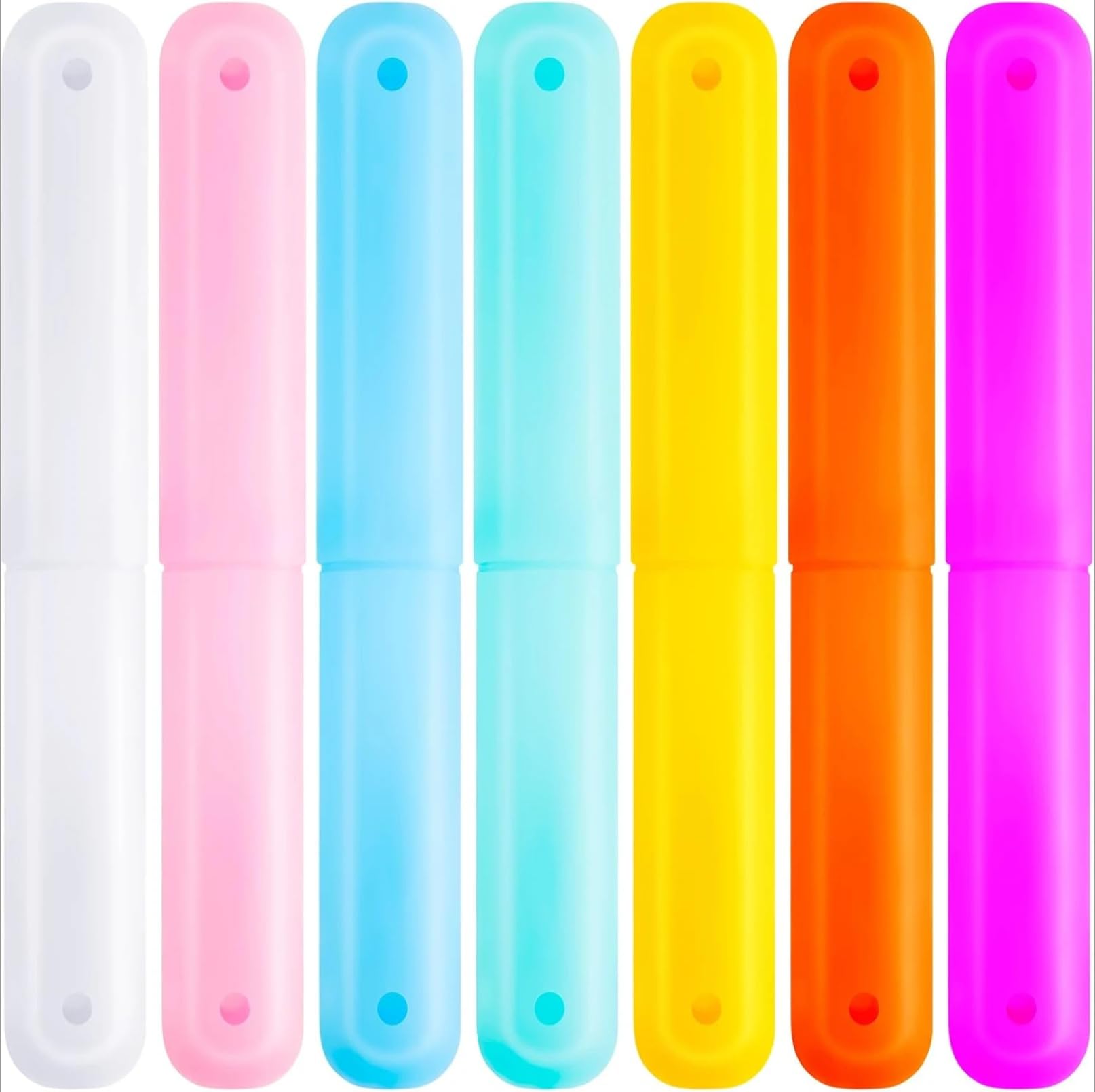 7 Pcs Plastic Toothbrush Holder,Travel Toothbrush Case,(Colorful)