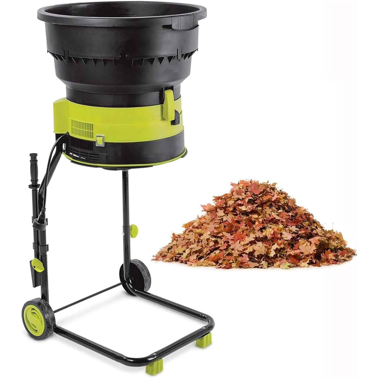 Trituratore elettrico senza lama con ruote e borsa di stoccaggio, 2500 W, 8000 giri/min, per la pulizia del giardino e il compostaggio