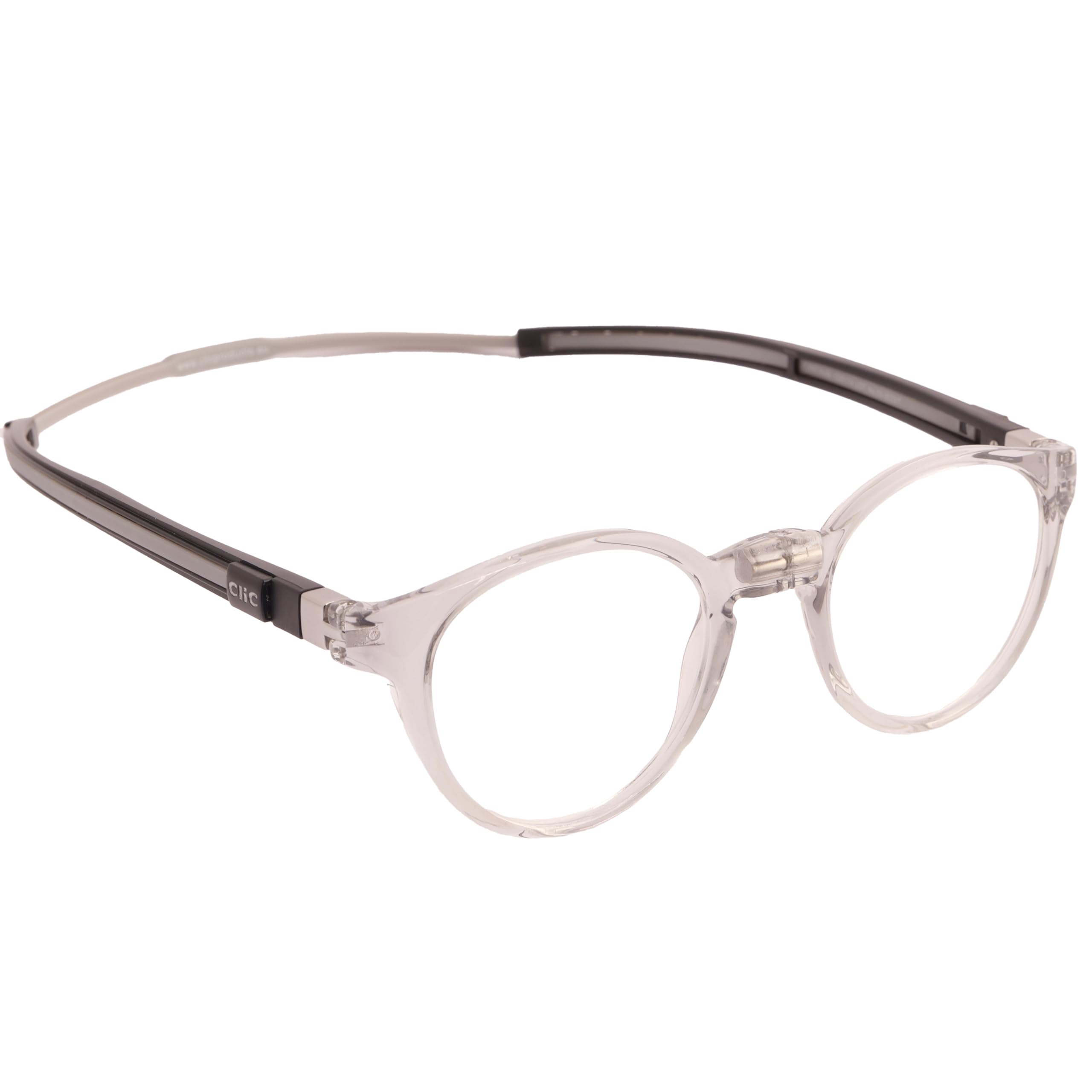 Clic Eyewear - Tube Pantos - Light Grey (+1,5) - Elastyczne okulary do czytania z magnesem - Okulary do czytania męskie/damskie - Okulary do czytania z magnesem - Made in Italy