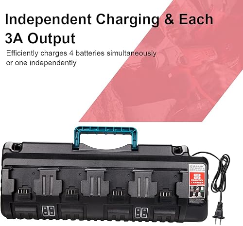 Miniatura 3 de para cargador de batería M18, cargador rápido simultáneo de 4 puertos para batería de iones de litio Milwaukee 18v y Milwaukee Tools 48-11-1850