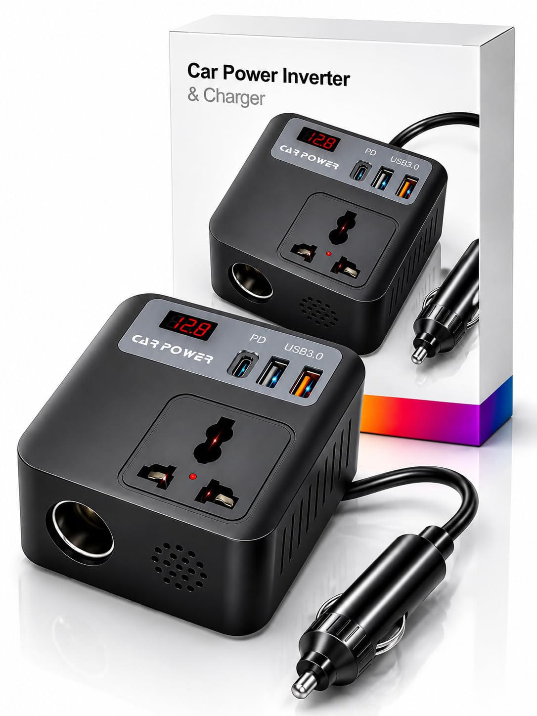 Monrix 200W Car Power Inverter with AC Socket, PD & QC 3.0 Fast Charging USB Ports, 12V to 220V Converter with LED Display for Car, Laptop, Mobile & Travel Use-image-5