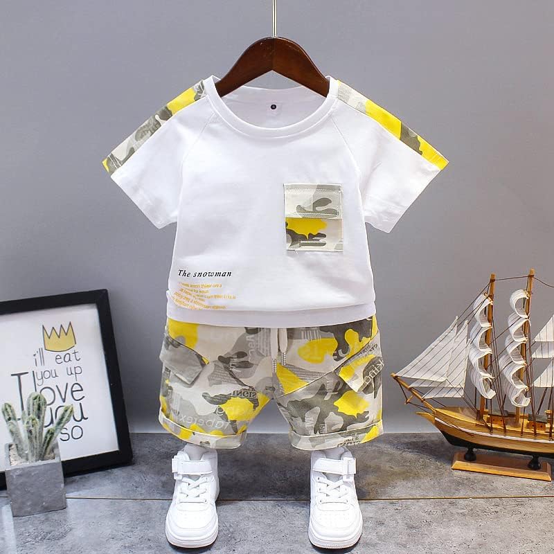 Image of Bold N Elegant Unisex Kid Cotton Solid Playful Happy Face Print Half Sleeve T-Shirt & Denim Shorts Summer Clothing Set