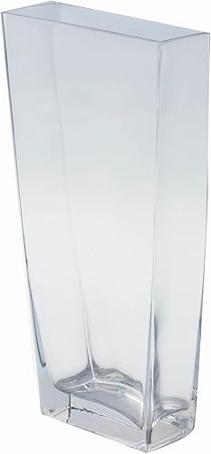 Diamond Star Glass Jarrón rectangular cónico transparente de 6.5 "X4" X13"