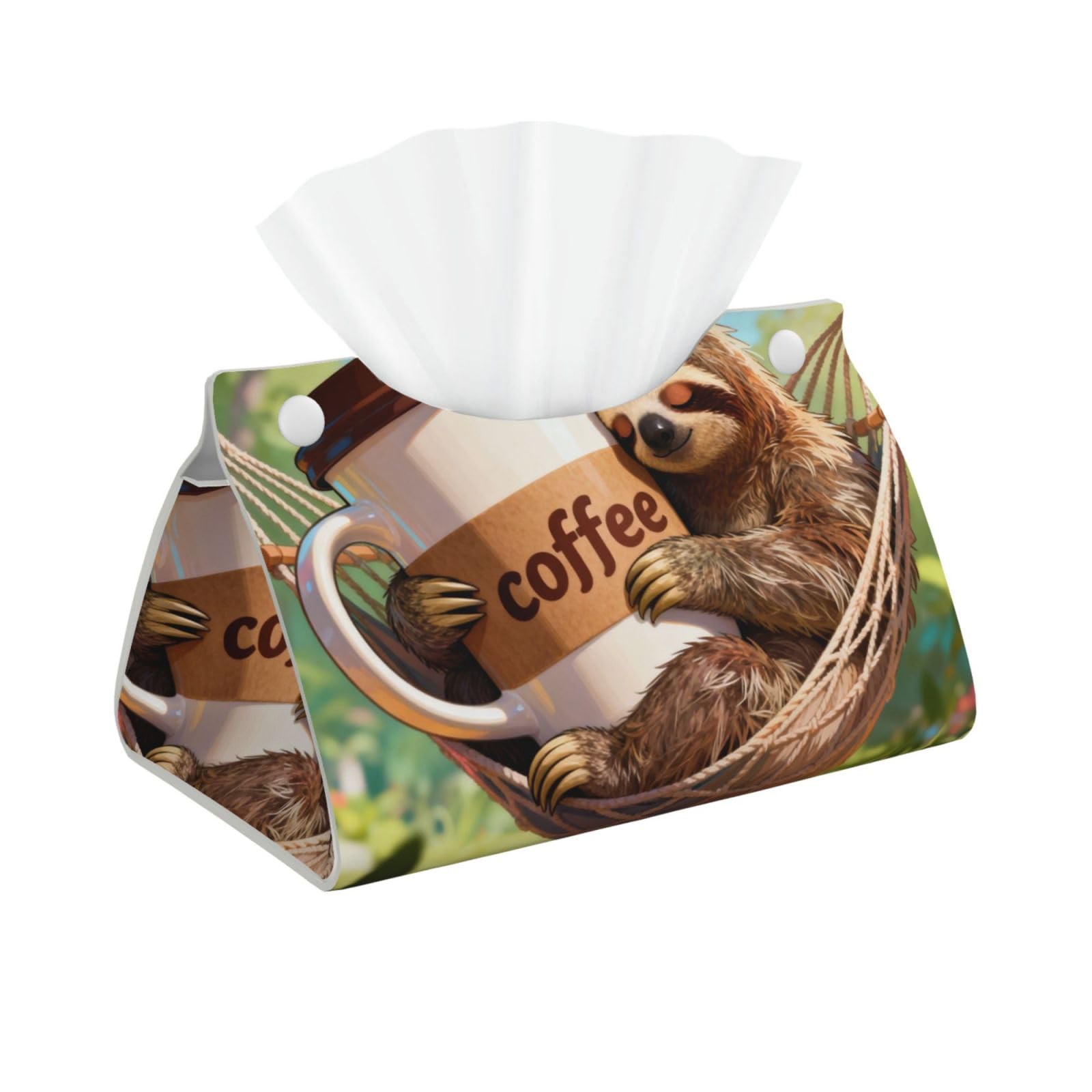 Animals in a hammock Long Leather Tissue Box Cover-Waterproof PU Leather Tissue Holder for Bathroom, Decorative Rectangular Tissue Case