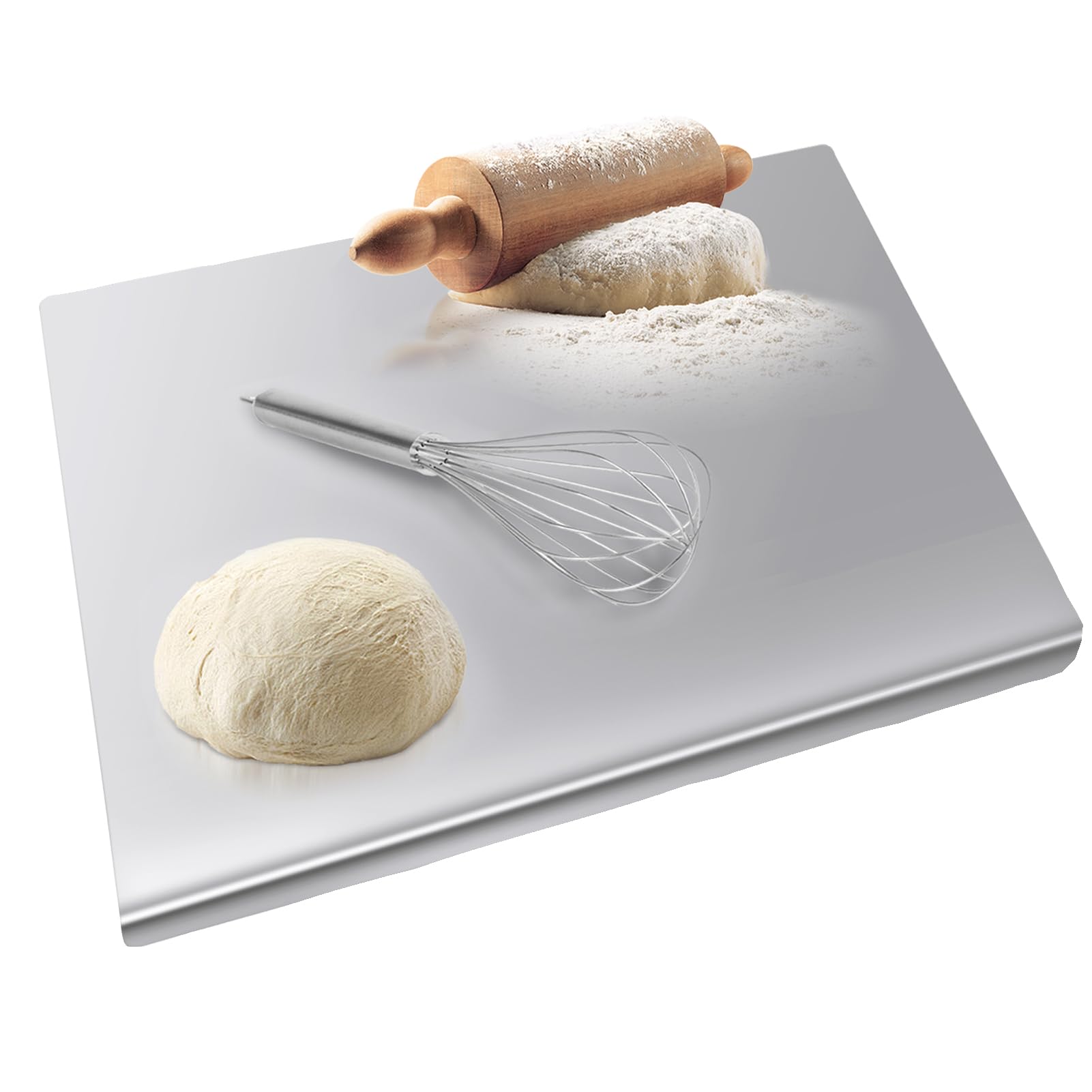 saerryor Stainless Steel Chopping Board, Baking Board, Cutting Boards, Cutting Boards for Kitchen with Counter Lip, Heavy Duty Cutting Board for Meat Vegetables Baking Pastry (50 cm L x 50 cm W)