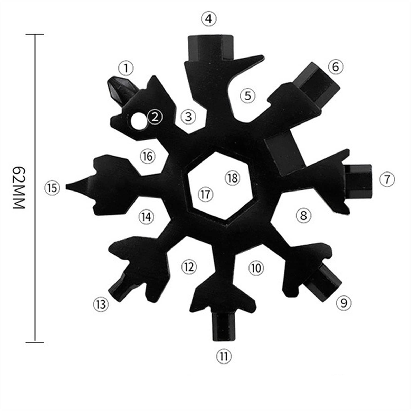 Schneeflocken-Schraubenschlüssel, Schneeflocken-Multitool, Schraubendreherschlüssel(15 in 1 C)