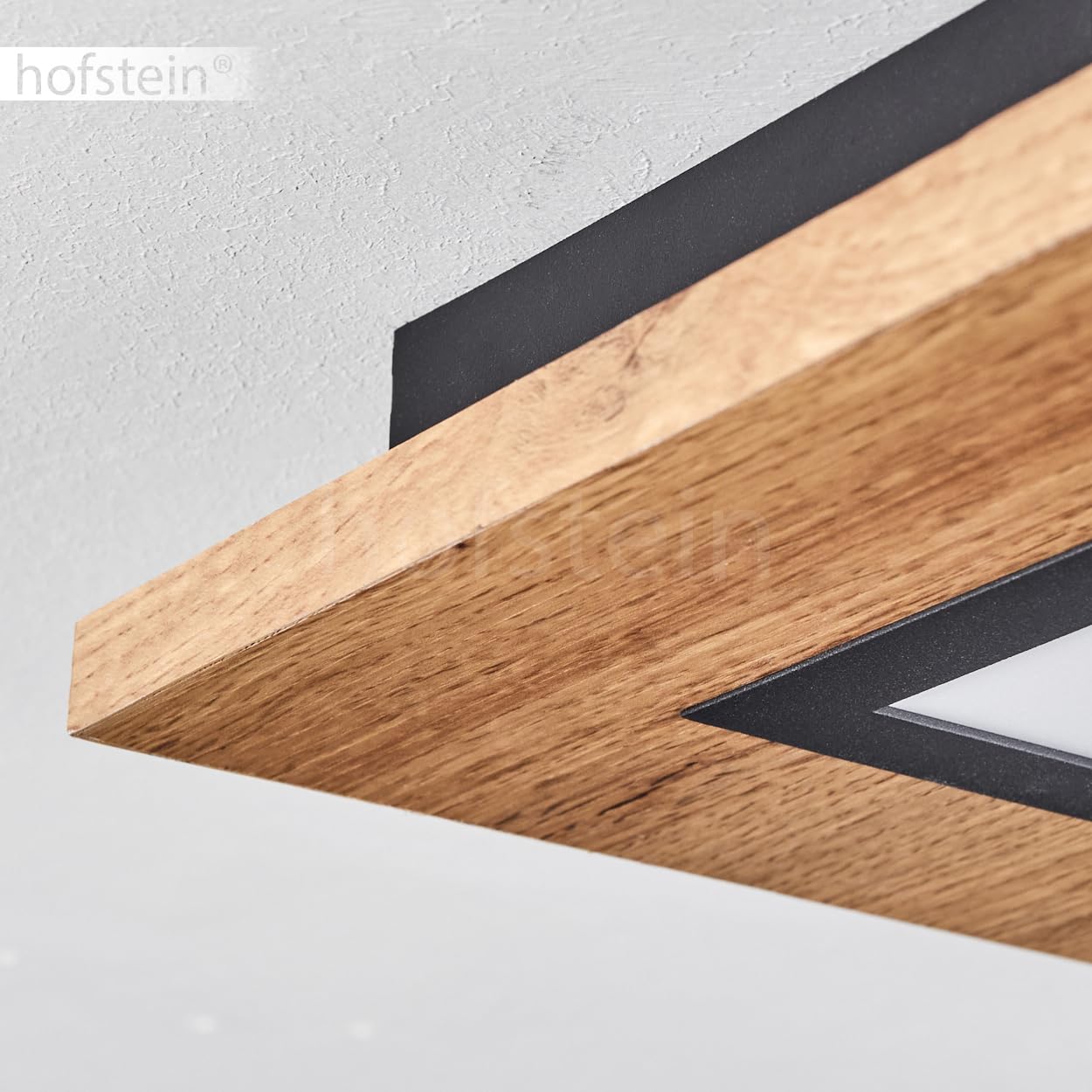 Lampa przysufitowa LED Salmi, lampa przysufitowa wykonana z metalu/MDF/plastiku w kolorze czarnym/o wyglądzie drewna/brązowym/białym, światło kątowe (30 cm x 30 cm), 1200 lumenów, 3000 K, LED 12 W