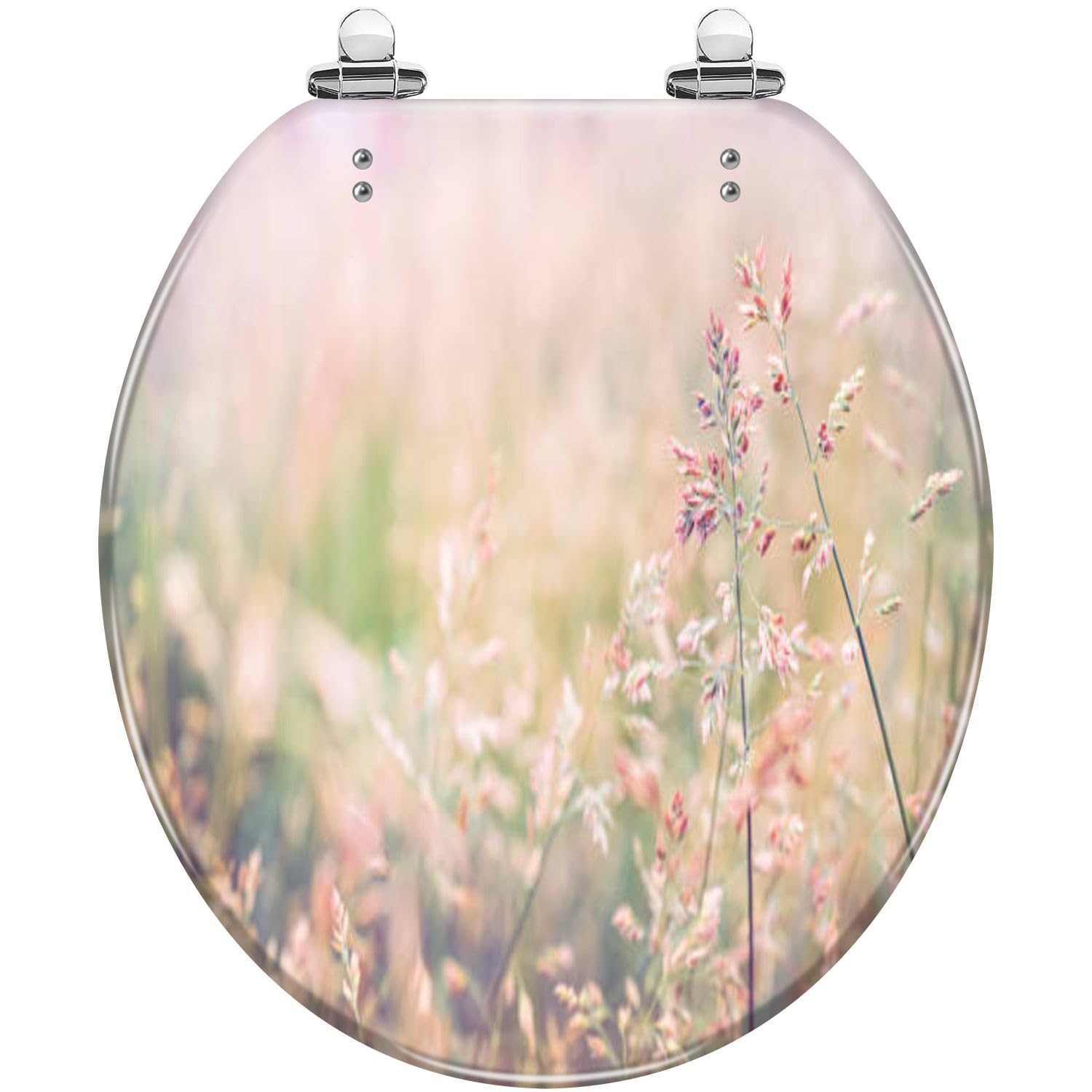 Round Meadow Butterflies Resin Toilet Seat Quiet Slow Close Quick-Release Hinges Easy to Clean(Multi3)