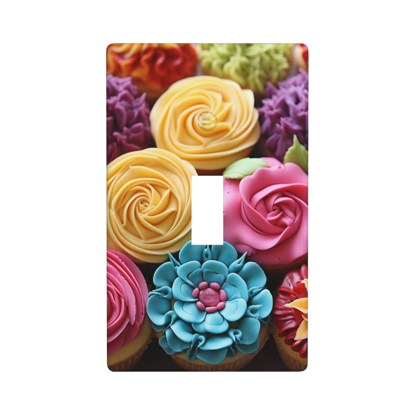 1-Gang Decorator Wall Plate Colorful Cupcakes Rainbow Light Switch Cover Single Toggle Receptacle Outlet Wall Plate 4.5" x 2.8" Wallplate Unbreakable Polycarbonate Outlet Faceplates Covers