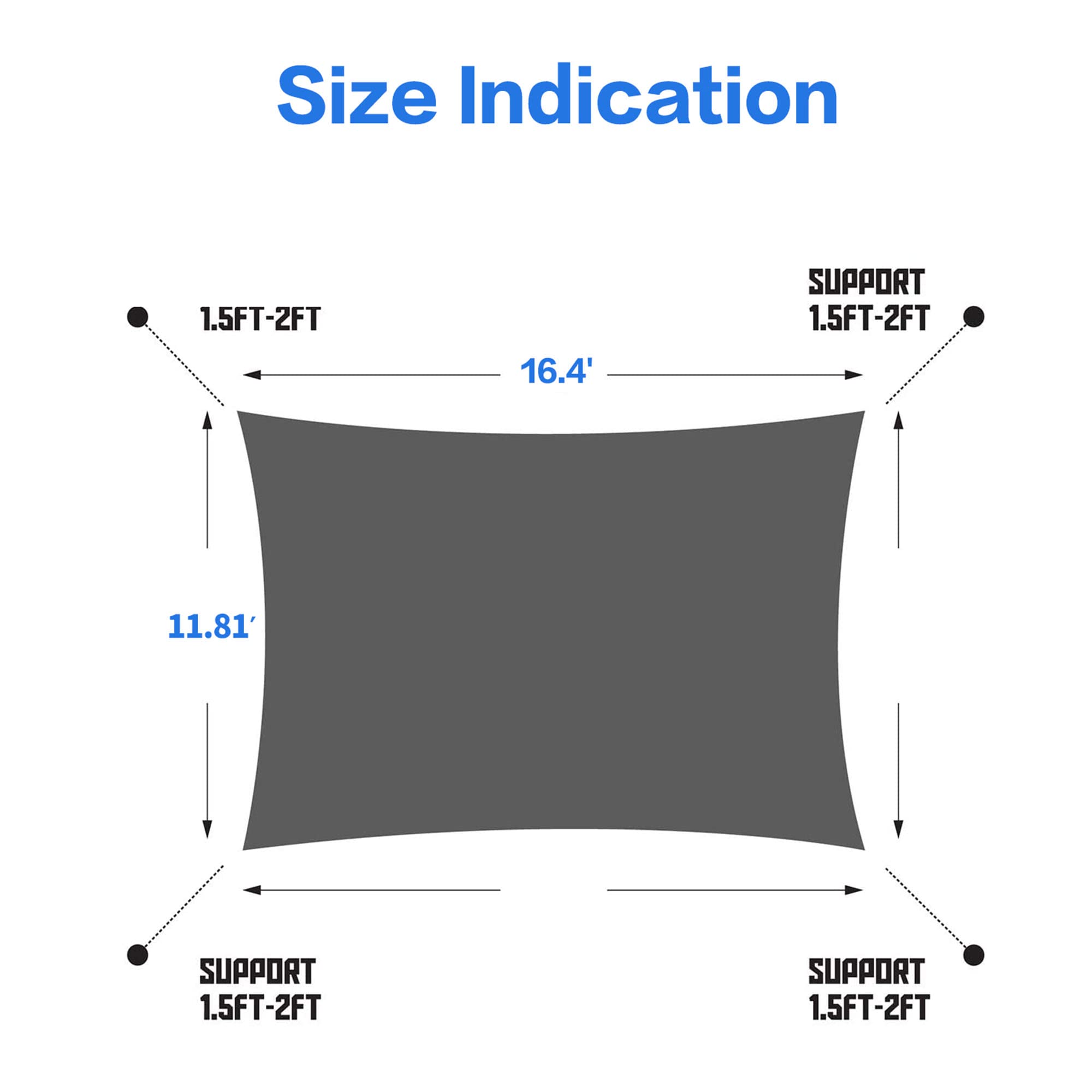 IFAST 16.4' x 11.81' Rectangle Sand Triangle Sun Shade Sail Canopy, Heavy Duty Durable Fabric Cloth Top Cover Waterproof Awning Shelter for Outdoor Patio Garden Yard Deck Pergola