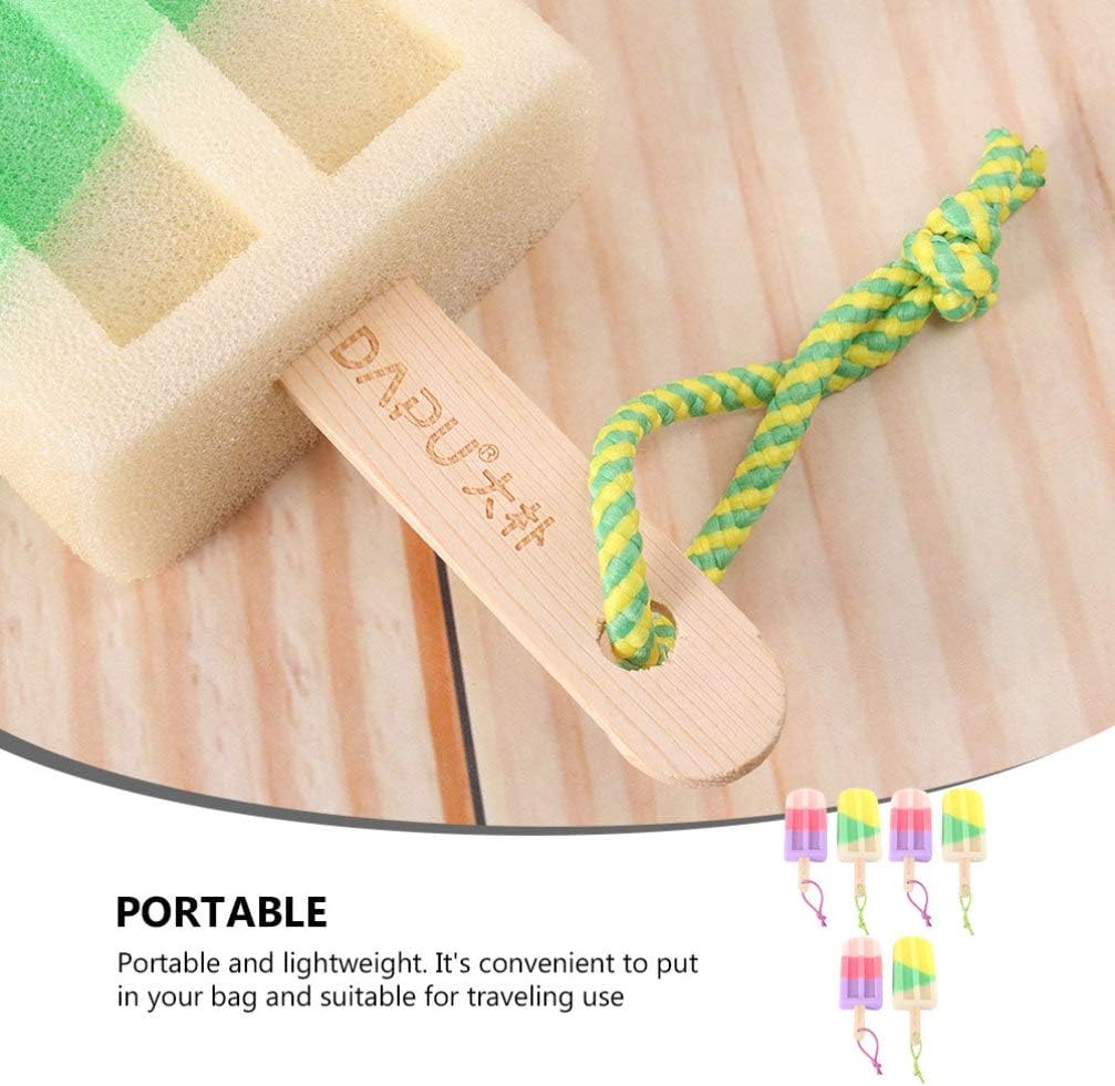 6Pcs Ice Cream Shaped Exfoliating Shower Body Sponge Scrubber Brush Exfoliate Shower Bath Body Skin Soft Scrubber Washer for Baby Kids Random Color