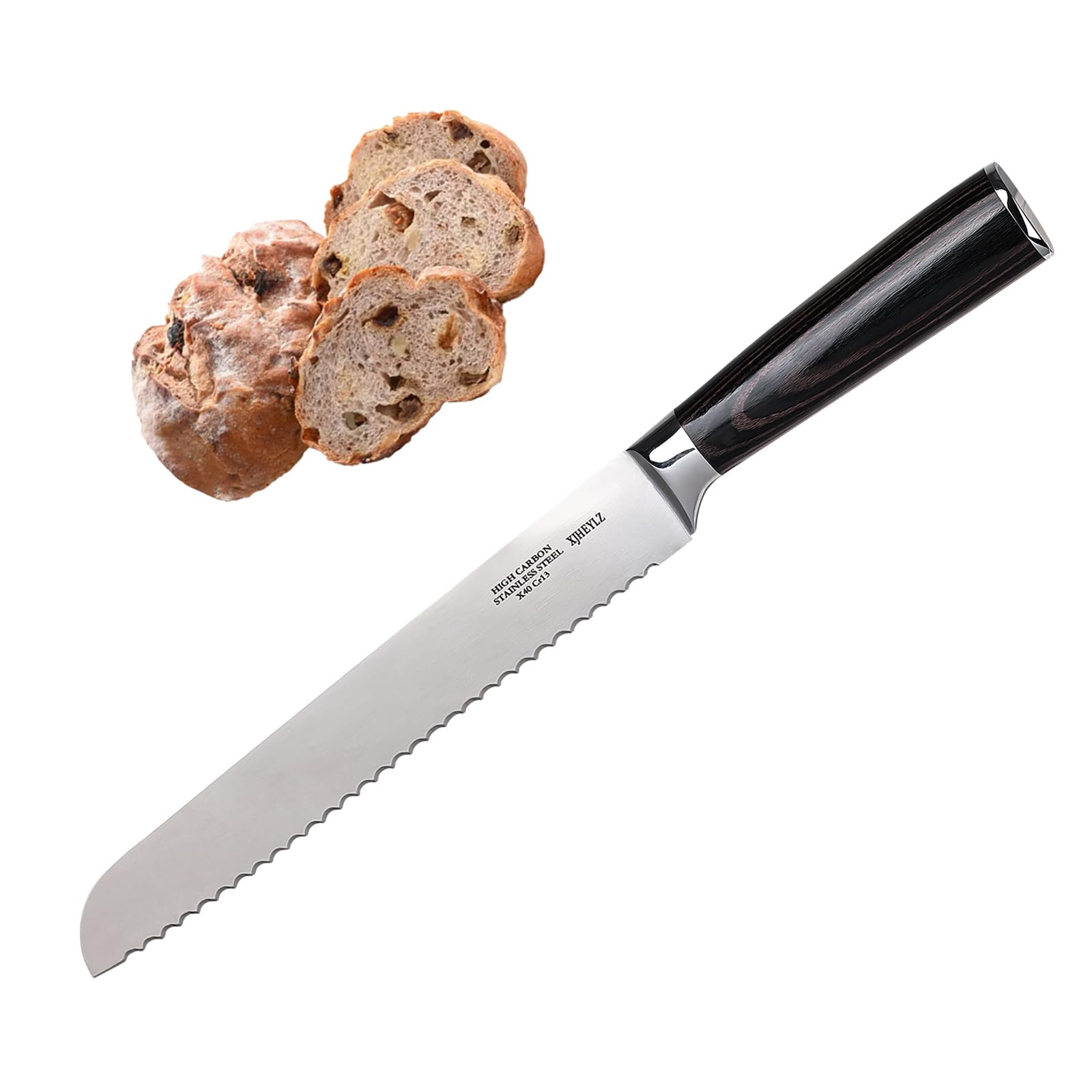 XJHEYLZ Sourdough bread knife, Bread slicer for homemade bread,Serrated Knife with Stainless Steel,Sourdough,Cake cutter, 8-inch