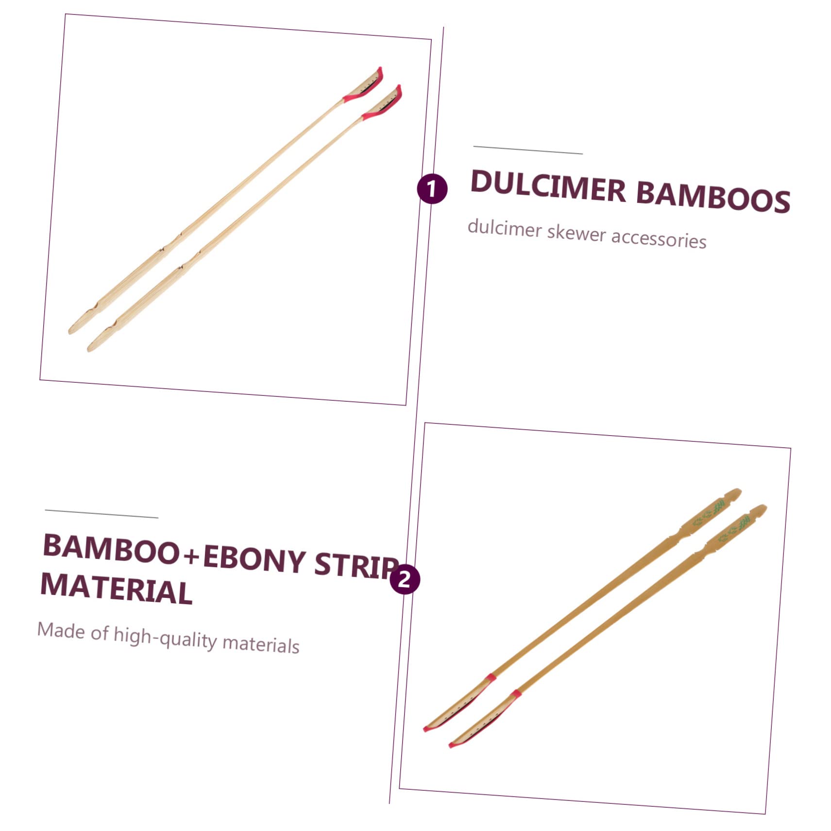 VICASKY 2pcs Yangqin Bamboo Yangqin Hammer Dulcimer Mallet Yangqin Jean Ebony Head for Yangqin Dulcimer Accessories Stretch Jeans Durable Dulcimer Bamboo Yueqin Ebony Bar - Image 4