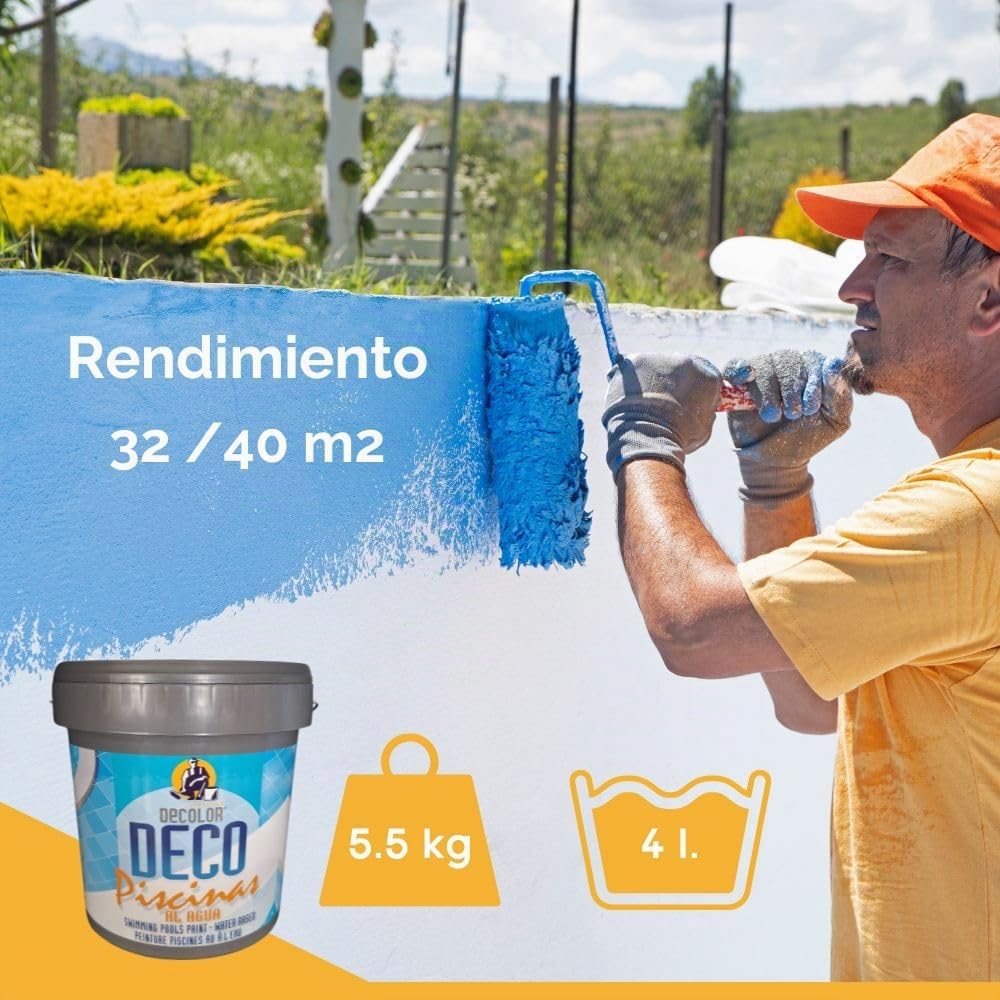 PINTURAS DECOLOR Pintura Para Piscinas Al Agua. Protección y Decoración. 4 Lt. Beige