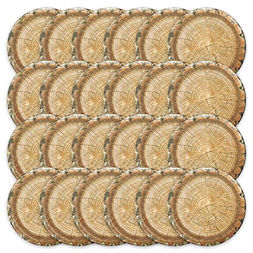 Havercamp Cut Timber 10" Party Plates (24 plates)! 24 Lg. Round Dinner Paper Plates from the Cut Timber Party Collection.