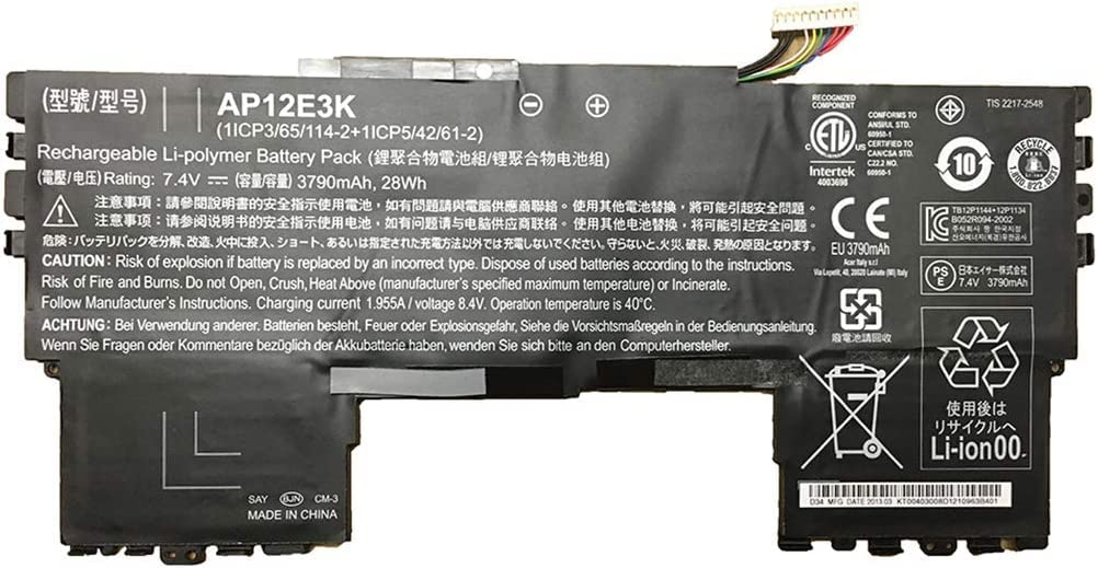 Batterie pour Acer Aspire S7 191 AP12E3K : alimentation PC portable 7.4V