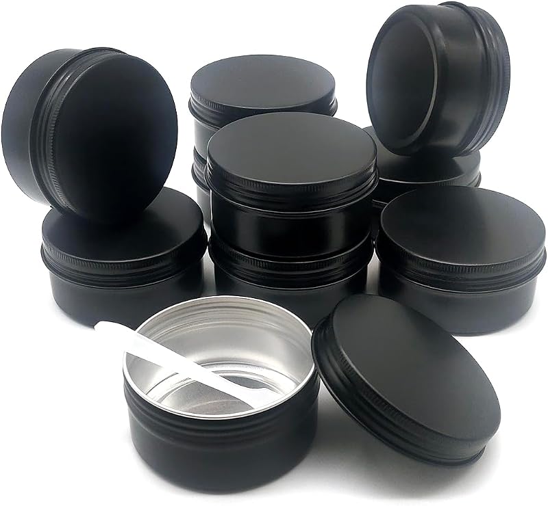Wopanxye Frascos Recarregáveis de Alumínio com Tampa de Rosca, 80 mL, Preto, Pacote com 10