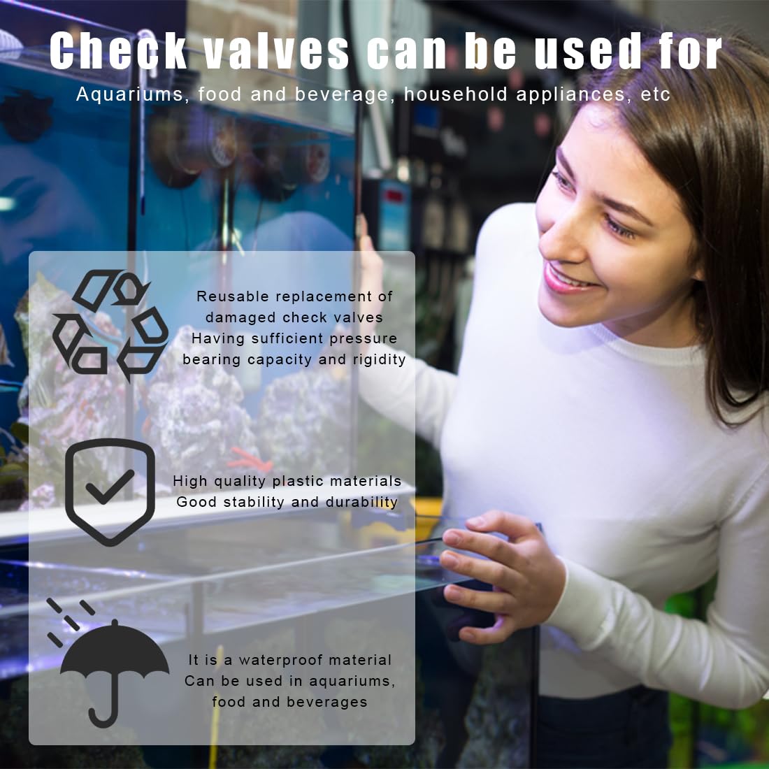 Produktbild von 4er-Pack Rückschlagventil Aus Kunststoff – 6 Mm, Ozonbeständig, Durchscheinend, Für Wasseraufbereitung & Luftreinigung