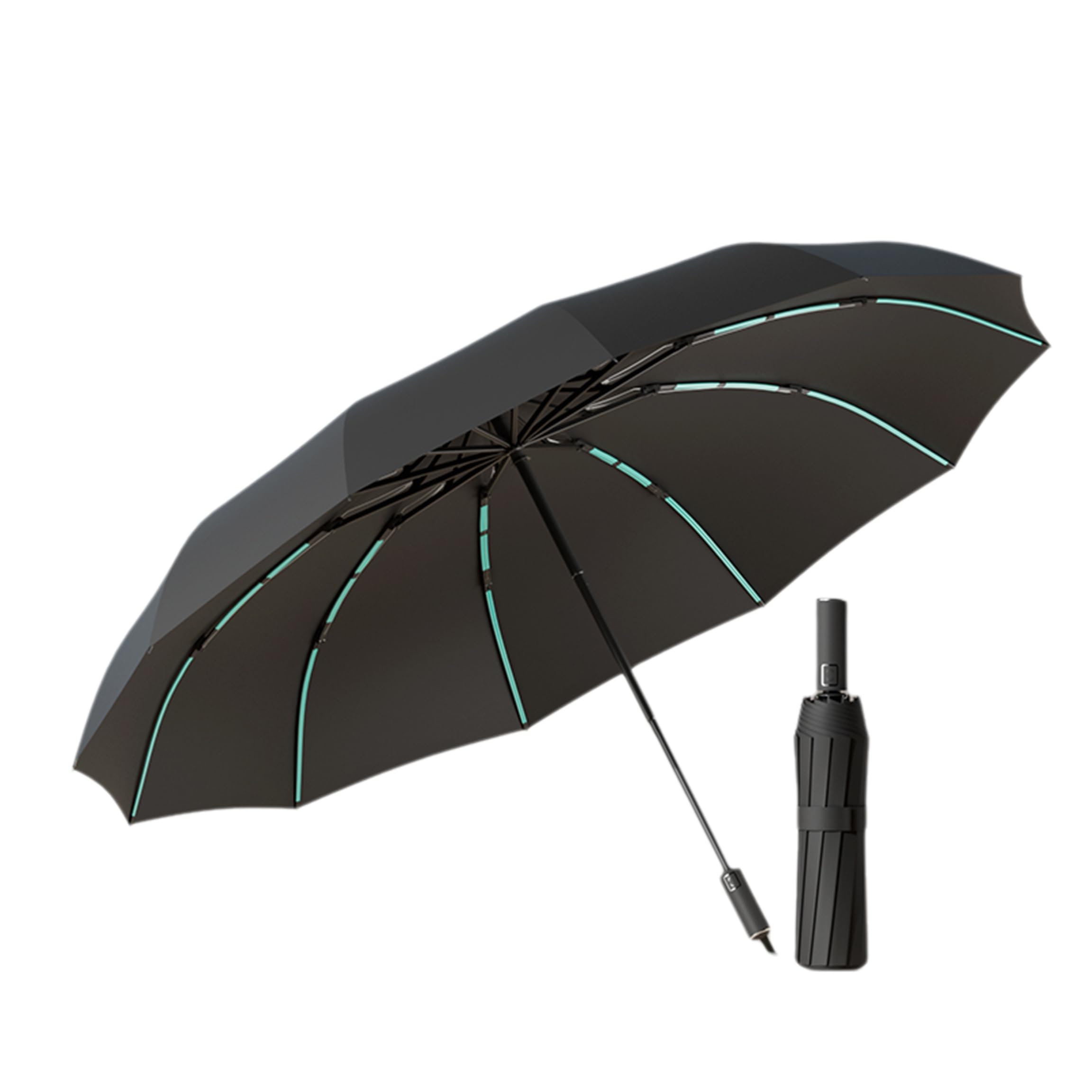Parapluies de voyage coupe-vent pour pluie - Parapluies miniatures compacts premium à 60 nervures pour voyager, ouverture et fermeture automatiques faciles avec cadre en fibre de verre
